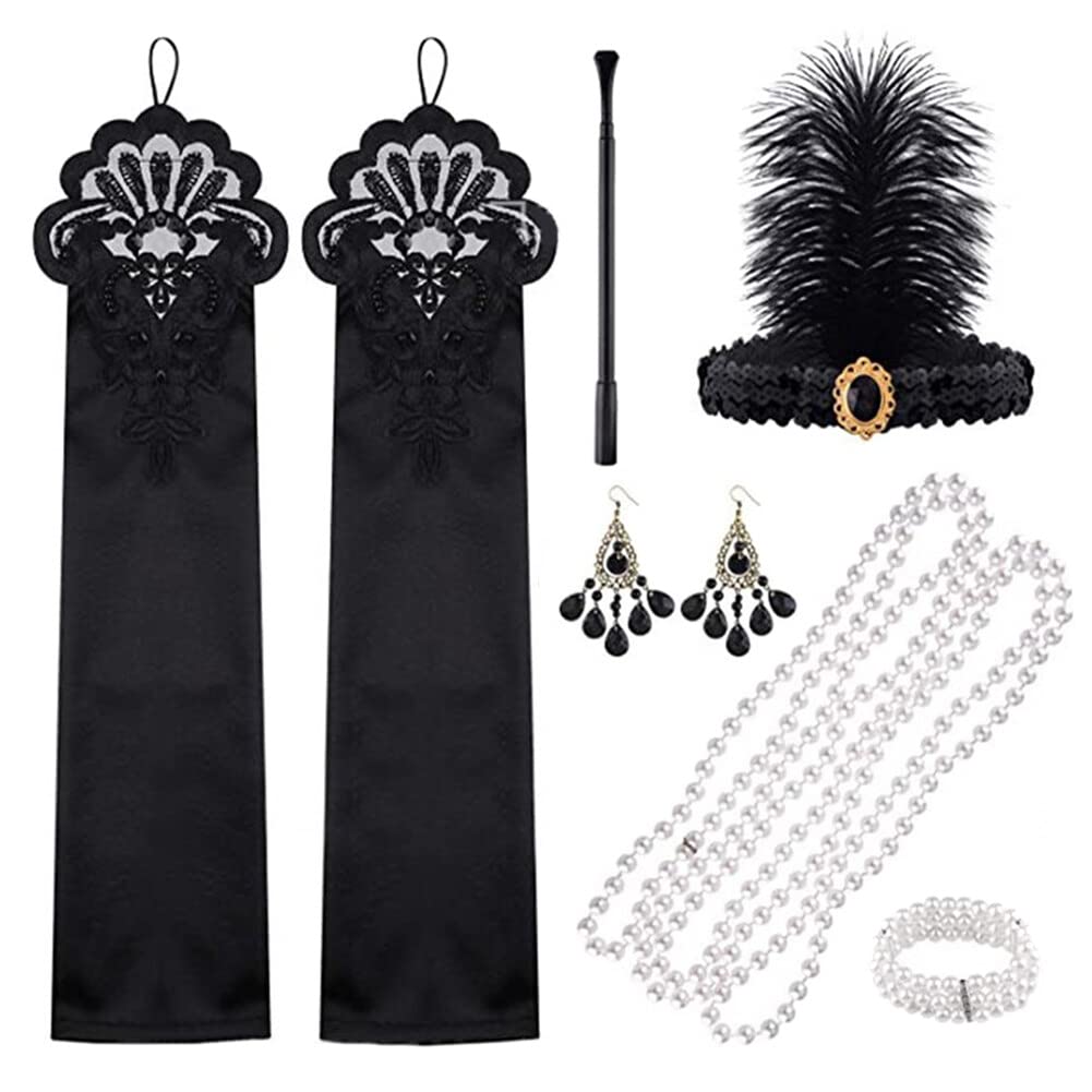 Eforcase 6PCS 1920s Flapper Accessories for Gatsby Costume Accessories 20s Flapper Headband