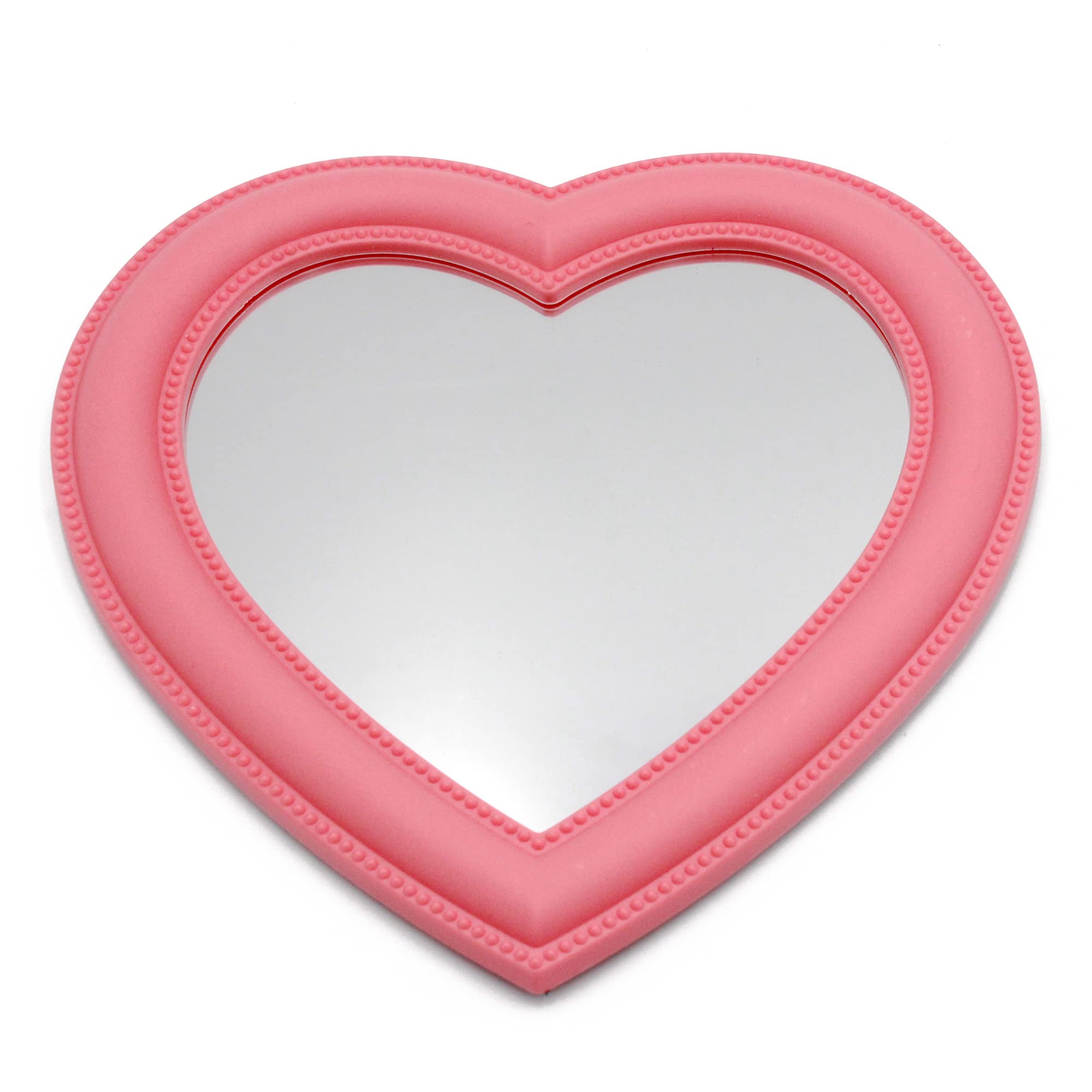 Eaoundm Espejo de pared de espejo de maquillaje de corazón de 10,5 x 26,5 cm (Rosa)