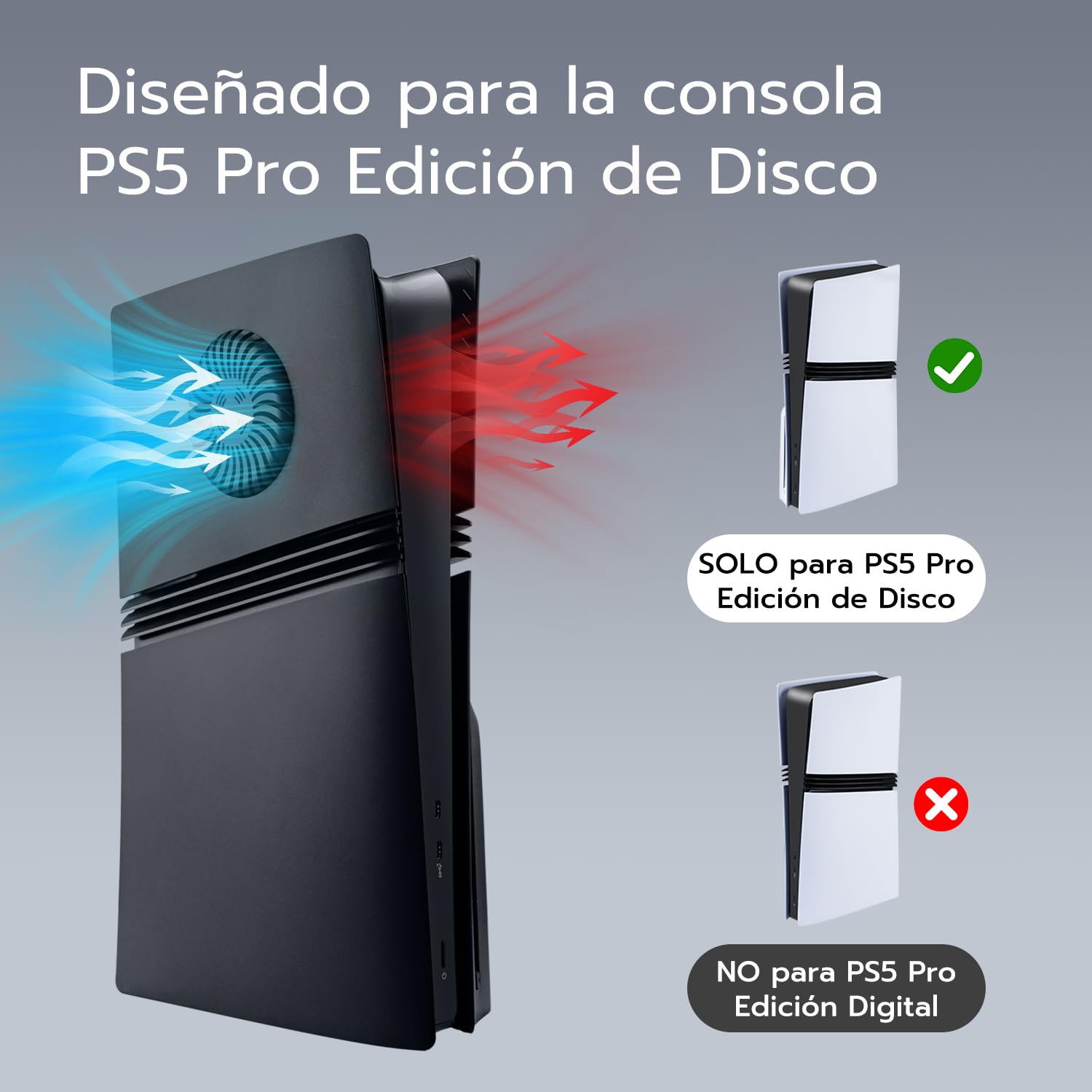 Mcbazel Placas Frontales para PS5 Pro, Cubiertas Ventiladas y Antiarañazos Compatibles con la Edición de Disco de PS5 Pro - Negro