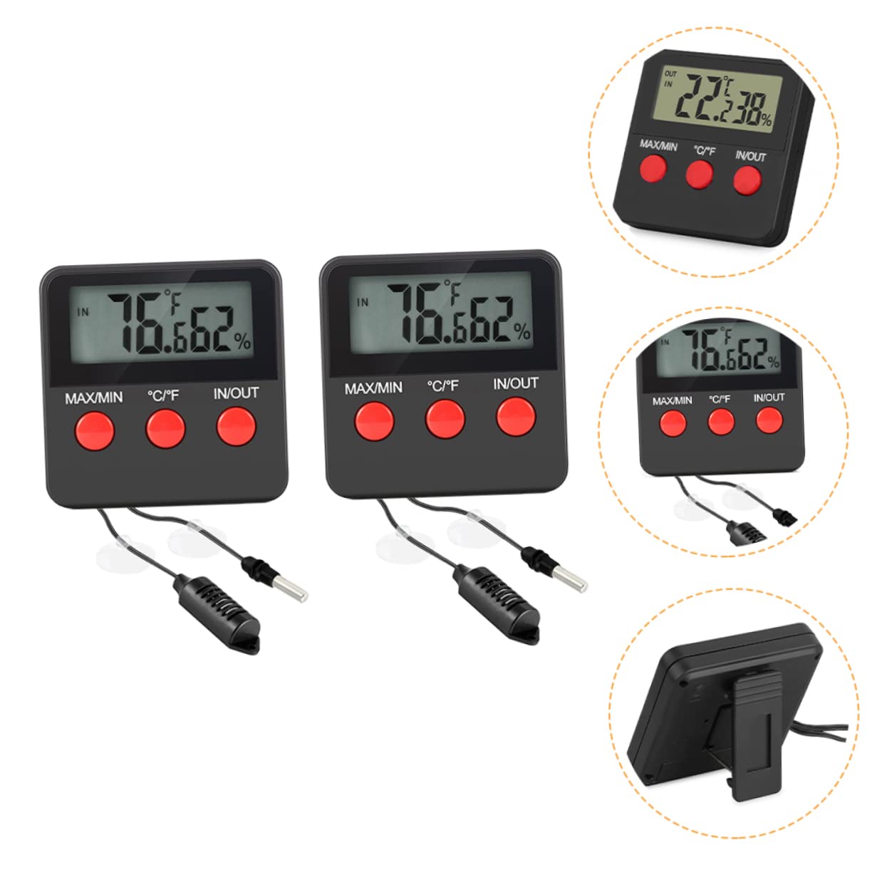 SUPVOX 2sets Digital Thermometer and Hygrometer for Reptile Tanks Electronic Humidity and Temperature Monitor with Display Accurate Measurement for Snake and Pet Enclosures No Batteries