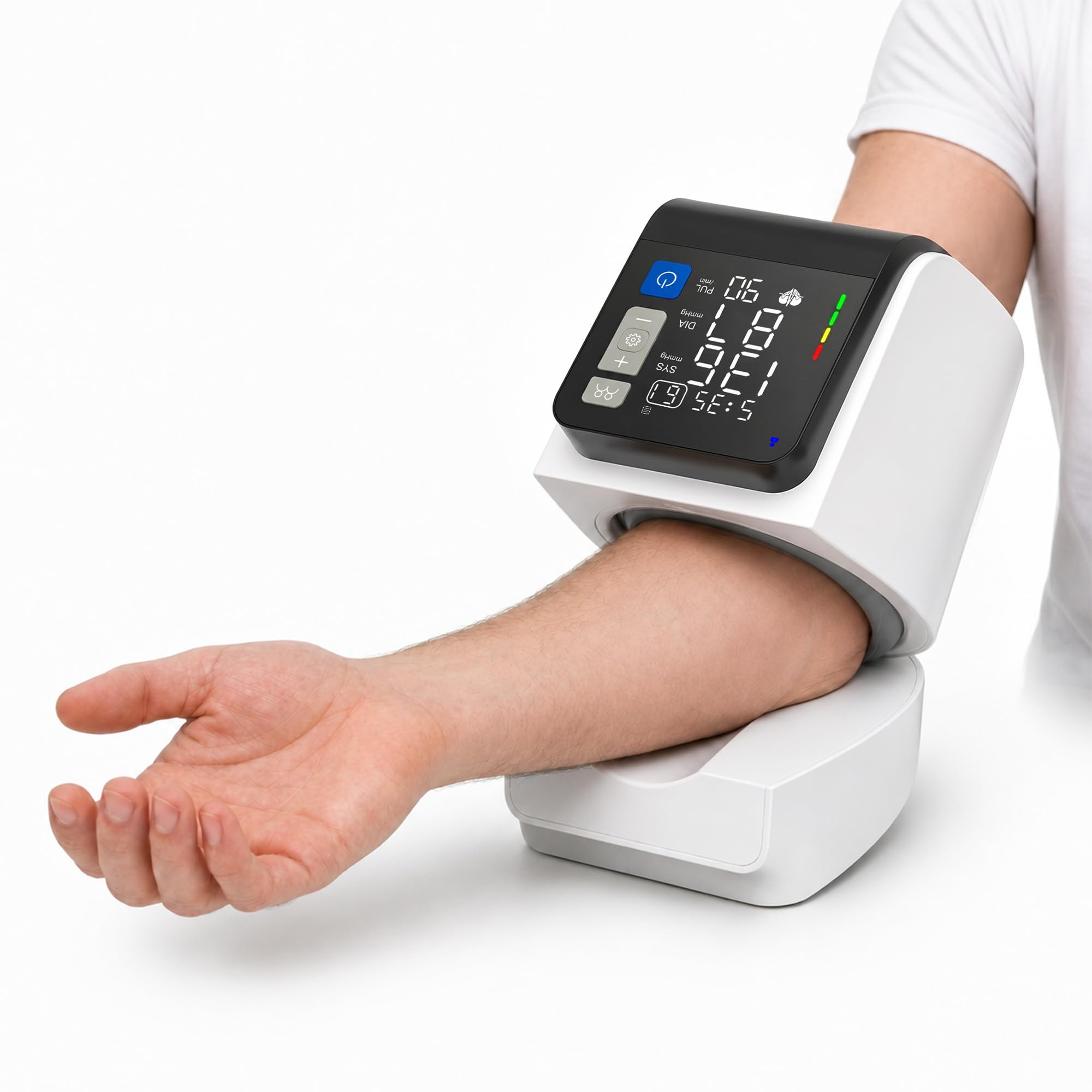 Tensiómetro Automático de Brazo, Pantalla LED Retroiluminada, 4 Usuarios 199 Memorias, Detección de Arritmia, Funciona con USB-C o Pilas, Tensiómetro Portátil para Uso Doméstico y Viajes