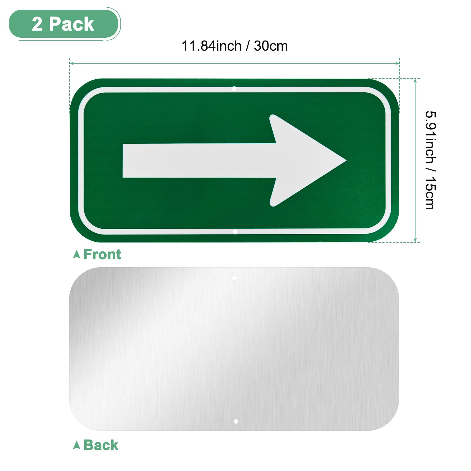 M METERXITY 4-Pack White Arrow Signs, 11.81 X 5.91 Aluminum Reflective One-way Arrow Sign For Outdoor Lawn Garden Ground Decorations, Street Sign
