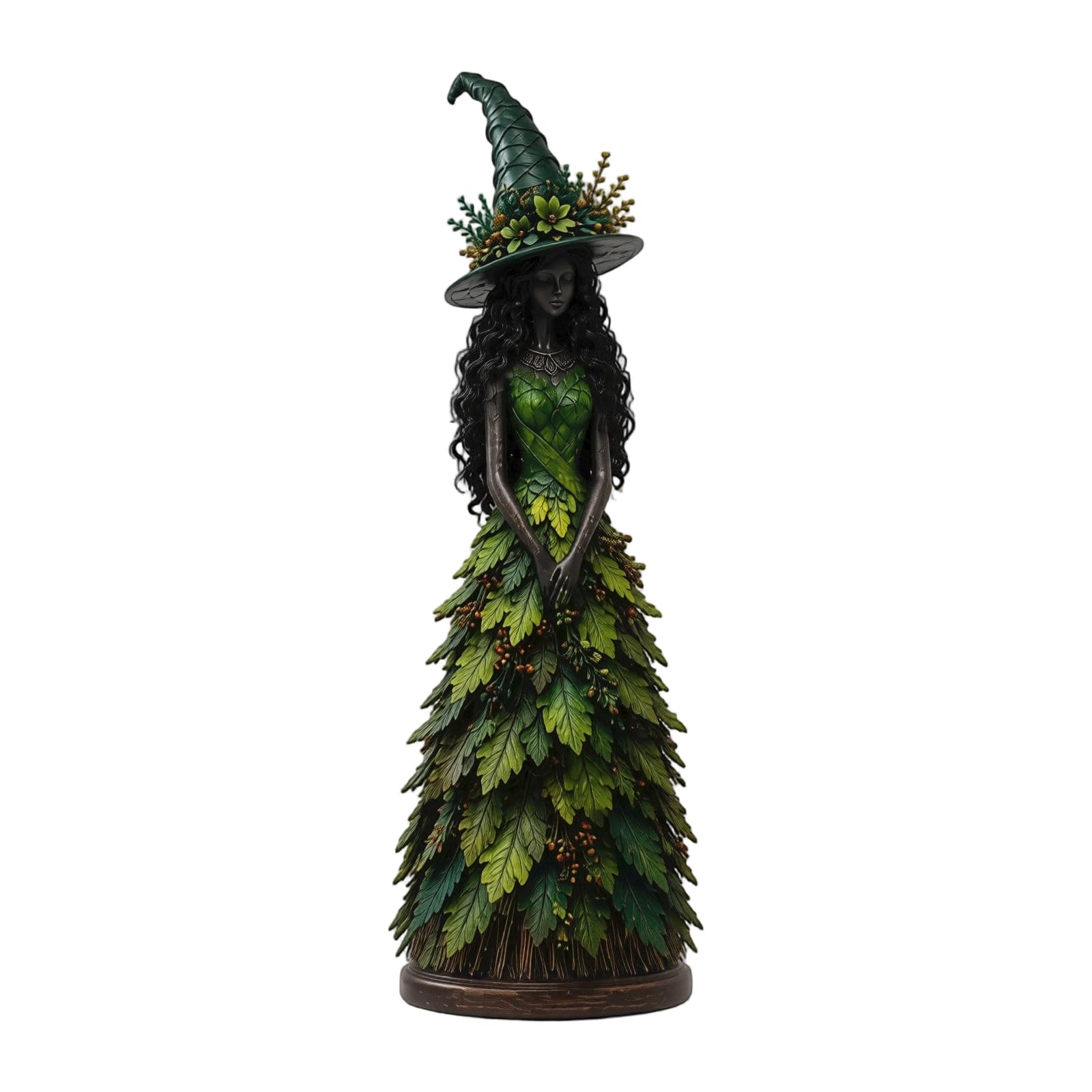 Enchanted Autumn Witch Figurine, Resin Halloween Statue for Mantelpiece Bookshelf Living Room Decor, Charming Home Accent for Halloween Party – Green M