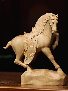 木彫り 馬 置物 風水 干支 午 置き物 木製細工 インテリア おしゃれ 風水 開運するグッズ ミニチュア 動物の置物 リアル調(高さ19cm×巾10cm)