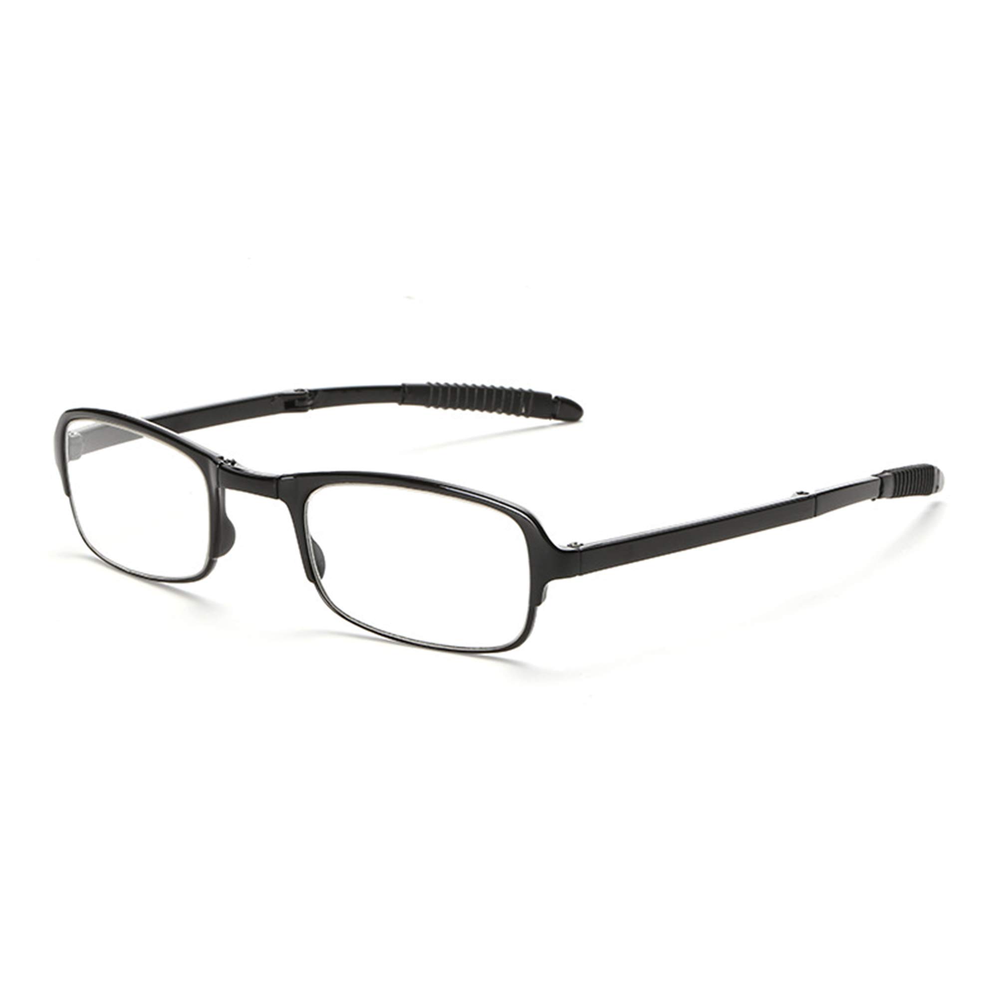 2 Pack Lunettes de Lecture Pliables Mini avec Étui our Homme et Femme Monture Noir Lens Transparentes Dioptrie
