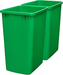 Rev-A-Shelf Polymer Replacement 35 Quart Trash Bin Recycle Waste Garbage Container for Kitchen Cabinet Pullouts, Green, 2 Pack, RV-35-19-2