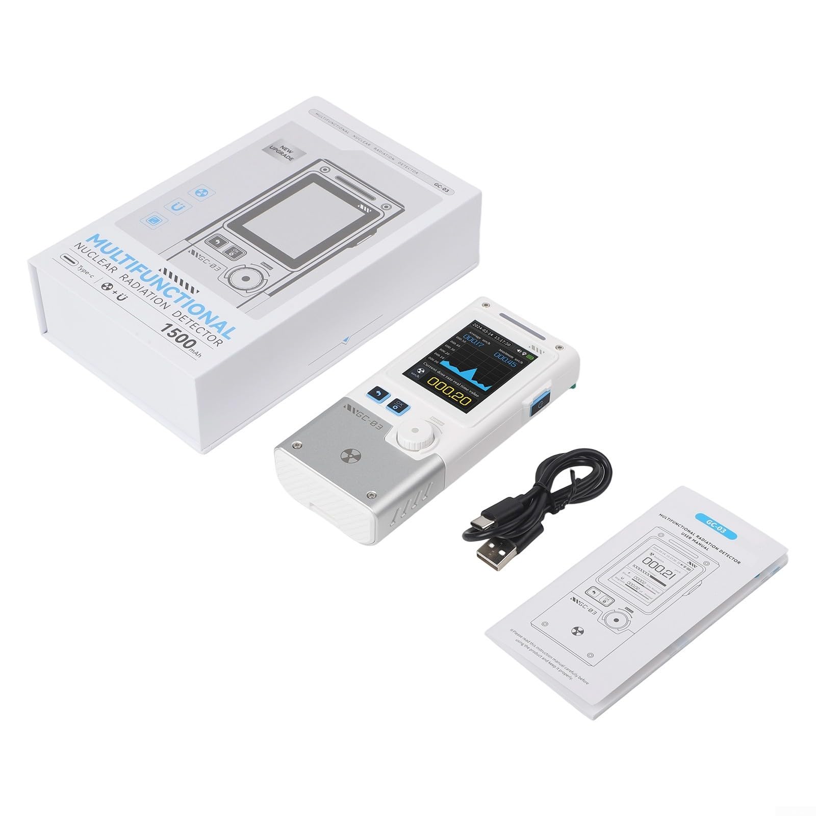 Instrumento de prueba multifuncional GC-03 con 1500mAh para batería para medir la dosis de radiación, campos eléctricos y magnéticos (blanco)