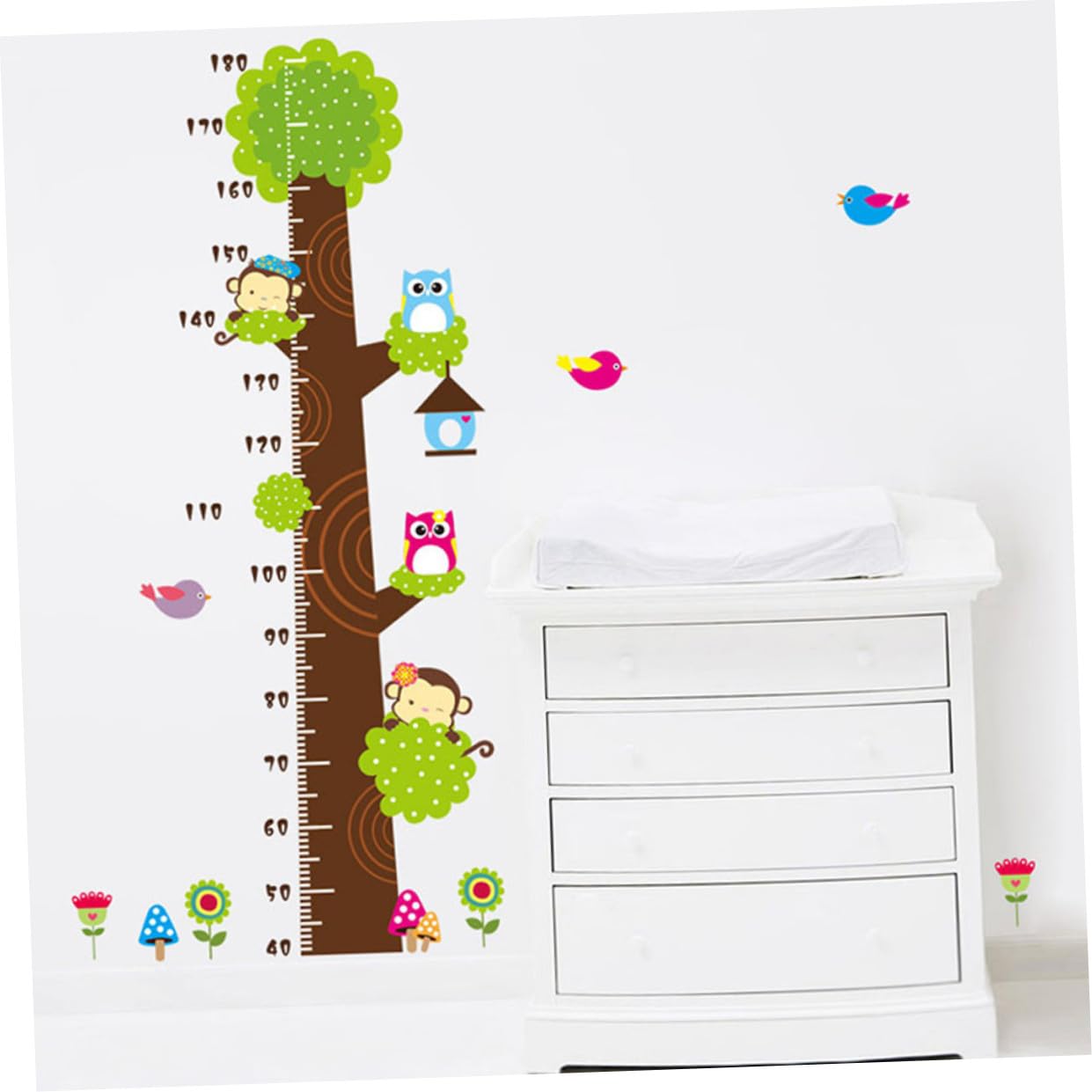 Adorable PVC Height Measuring Sticker 60x90cm Self-Adhesive Growth Chart Decal for Nursery Wall Decoration