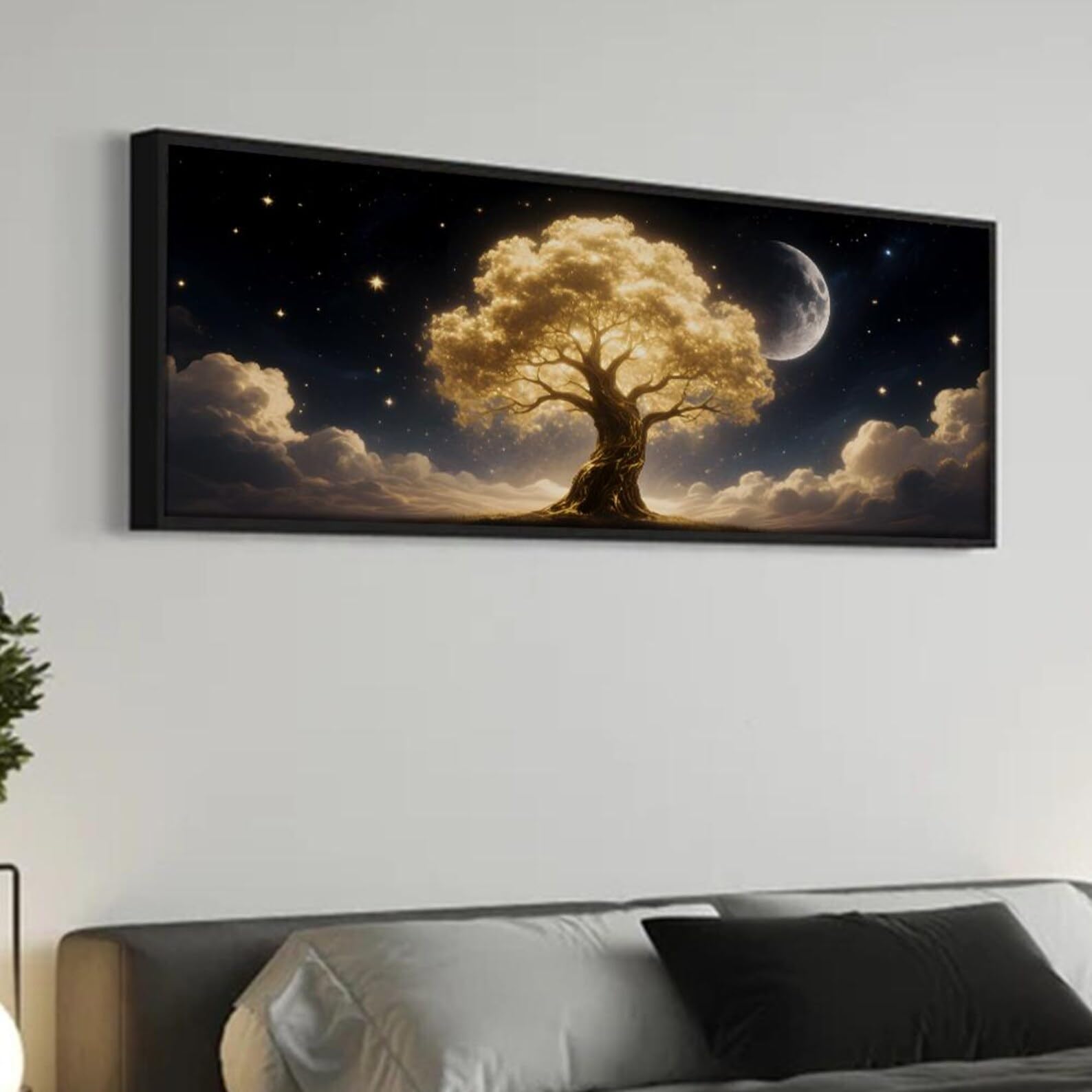 Impression sur toile arbre doré abstrait de qualité premium 40x80 - 8