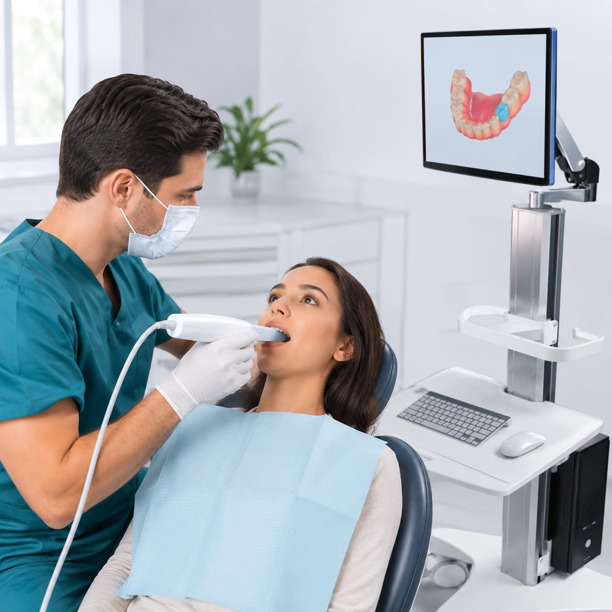 Chariot de Scanner Dentaire Mobile avec Roulettes - Support Ordinateur de Laboratoire Réglable pour Cliniques Dentaires & Services de Coiffure Station de Travail Roulée Polyvalente pour Usage