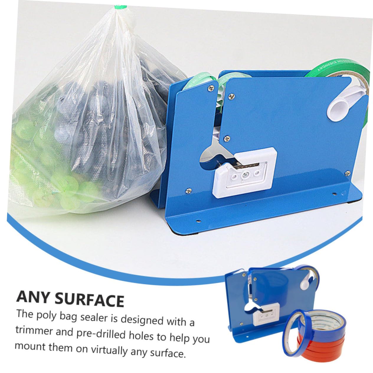 BESTonZON 9stücke Tape Cutter Dispenser Mit Langlebigem Eisenrahmen Tütenverschlussmaschine Für Plastikbeutel Integrierter Trimmer Geeignet Für Lebensmittel Fleisch Und Industrieverpackung