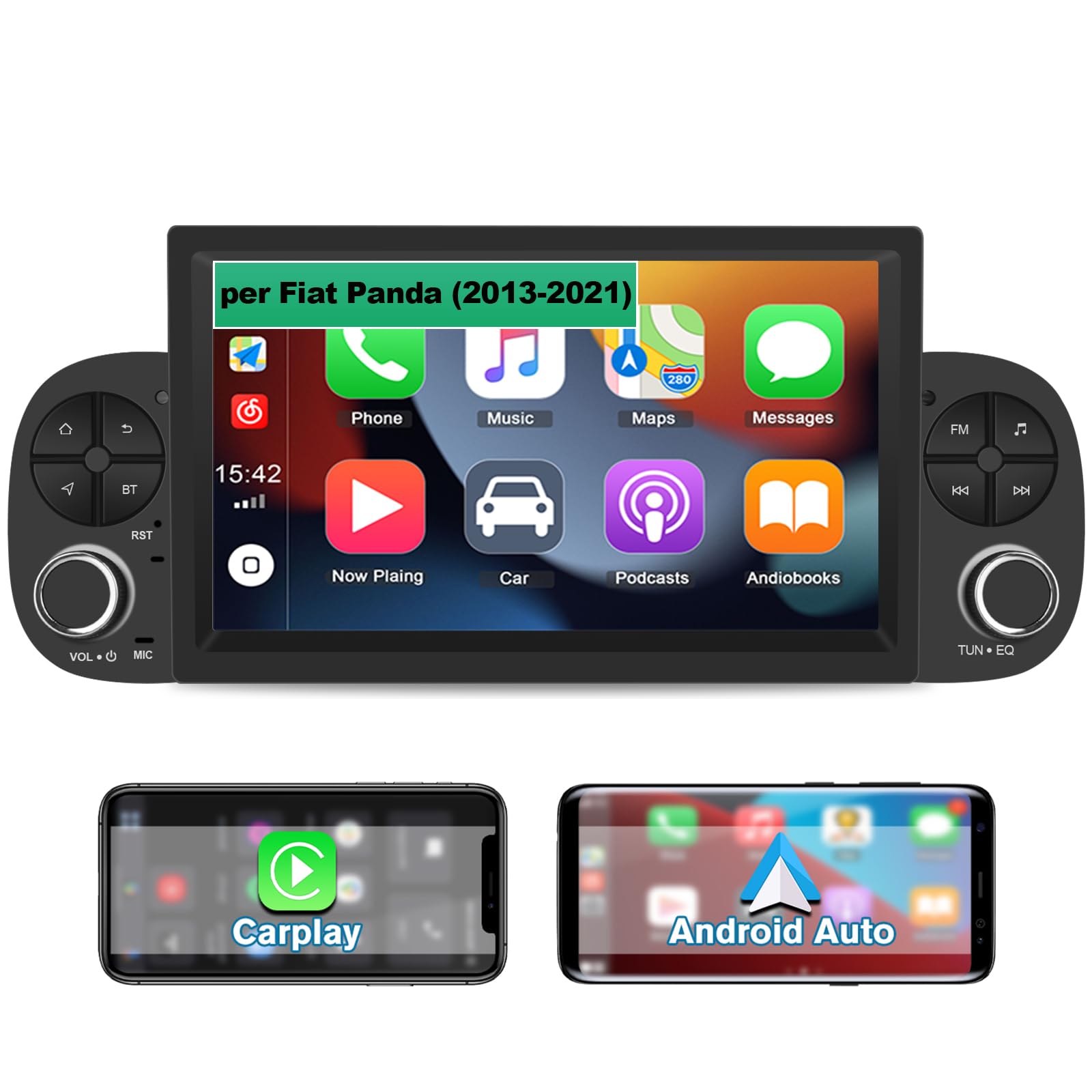 AWESAFE 7 Pollici Autoradio 1 DIN Fiat Panda (2013-2021) Android 13 per Car Radio (2+32GB) con CarPlay Android Auto FM RDS GPS Bluetooth WIFI USB Comandi al volante
