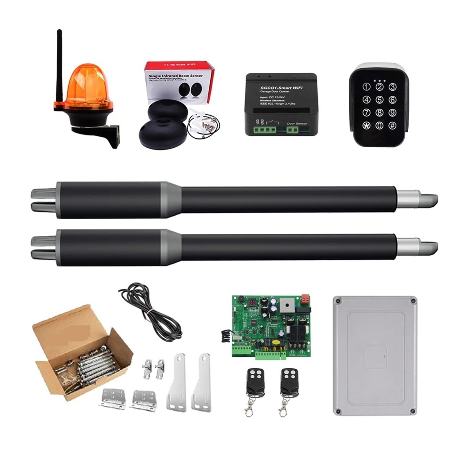 Rsgxlfqzvak Kit J Automatic Door Opener, Door Opener Linear Actuator Dc Worm Ar Automatic Swing Electric Tube, Light, Button, Gsm Operator(Kit J)