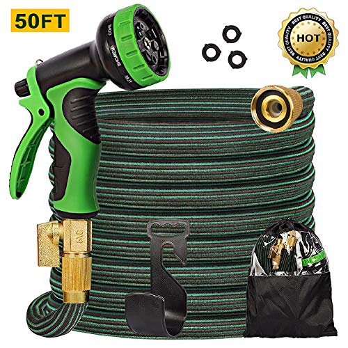 CherishGard 50ft Garden Hose, Upgraded Expandable Lightweight Weaving Water Hose with 9 Function