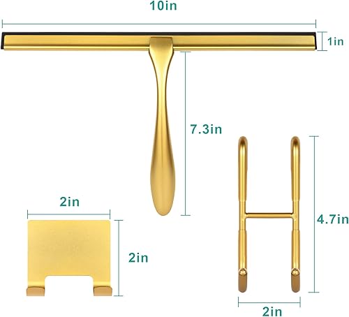 Miniatura 6 de Escobilla de ducha para puertas de cristal, escobilla de ducha de 10 pulgadas, escobilla de ducha dorada para puertas de ducha, espejo, ventanas,