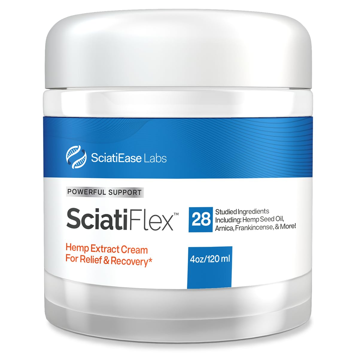 SciatiFlex Topical Sciatic Cream - Maximum Strength for Sciatic Nerve Discomfort in The Lower Back, Hips, Buttocks, Legs and Feet - Hemp Cream with Arnica Extract, Shea Butter, Aloe Vera - 4oz