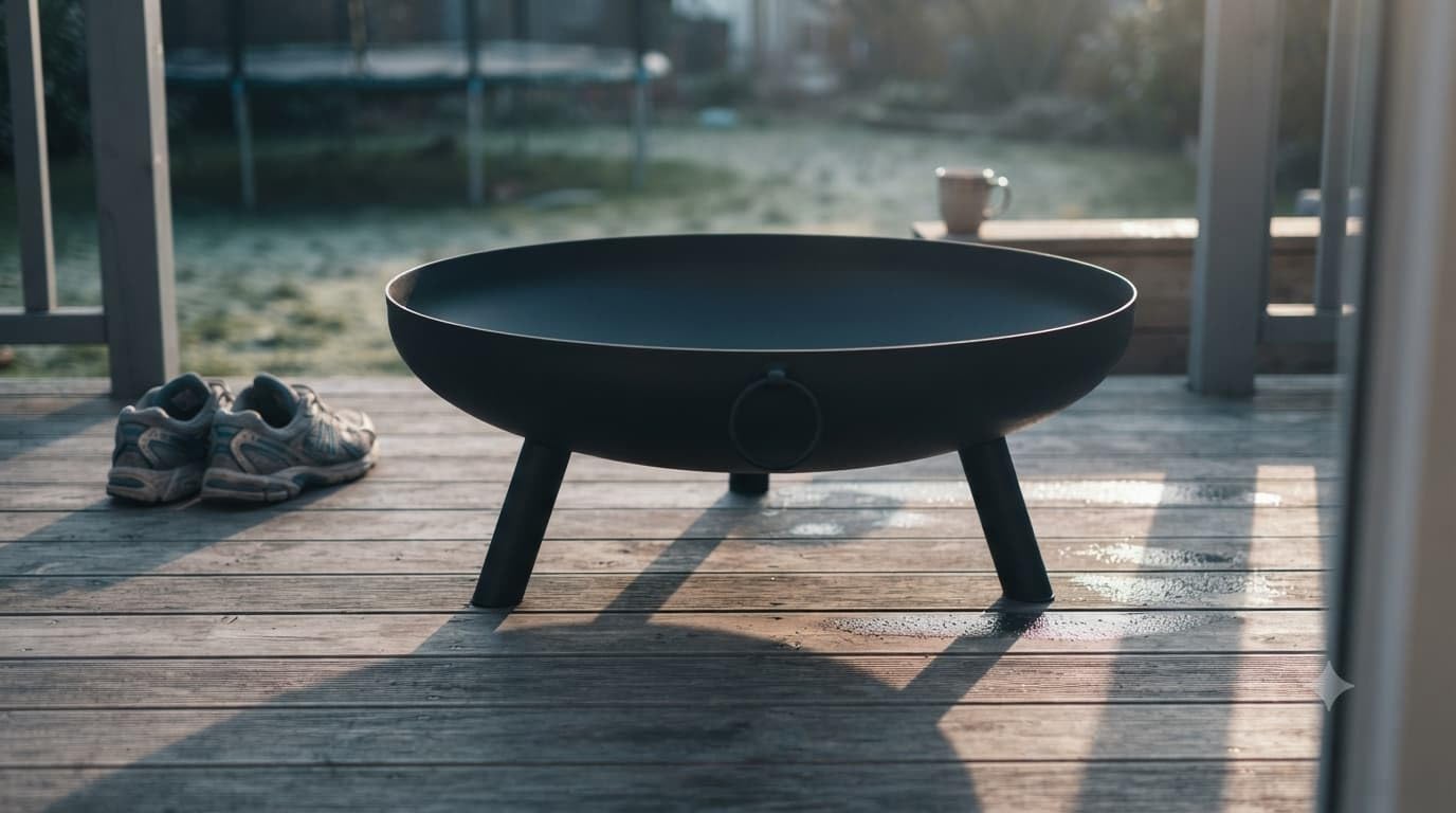 Feuerschale Schwarz 79 cm - 4mm Stahl, 26 kg, Pulverbeschichtet - Rund, Wetterfest, Farbstabil - Massive Feuerstelle für Garten und Terrasse - Favilla