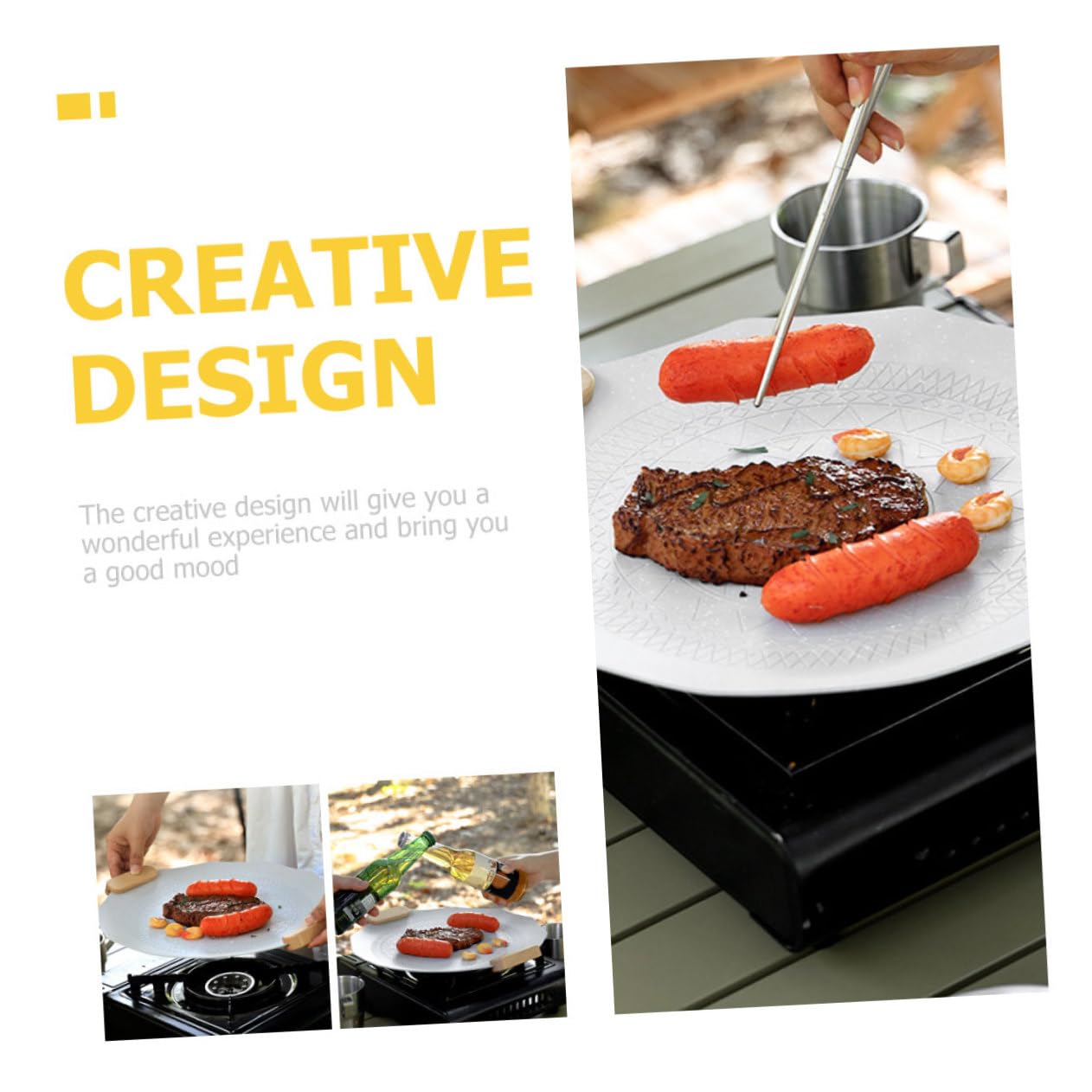 HEMOTON Piastra Da Barbecue Antiaderente Per Grigliate All Aperto Per Pesce e Verdure Design Compatto e Resistente