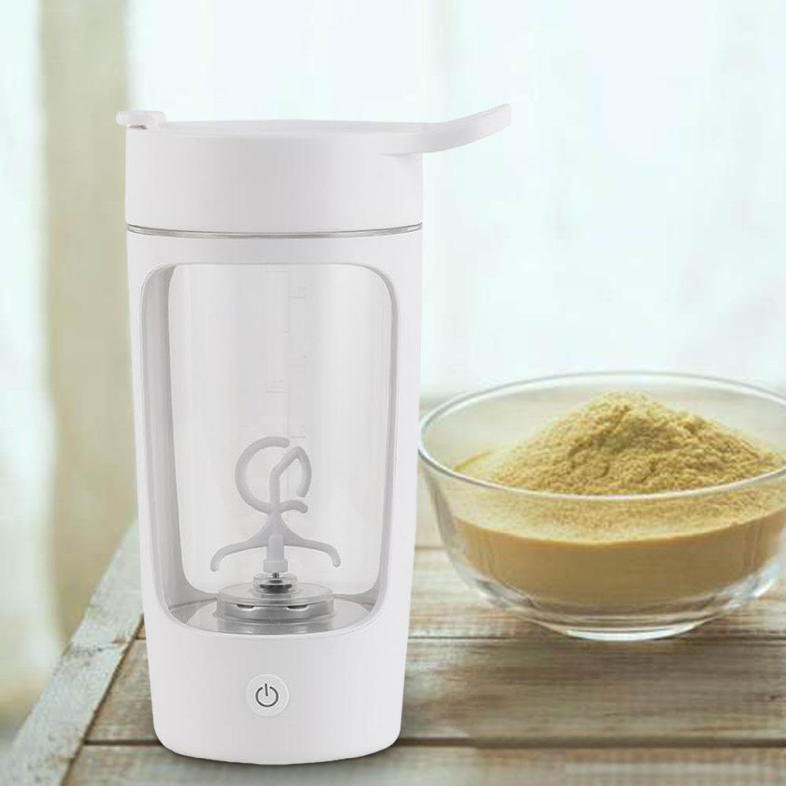 Elektrische Mixflasche (650 Ml/22 Zoll), Wiederaufladbar, Vielseitig Einsetzbar, mit Automatischer Mixfunktion, Ideal für Sport Und Reisen, Weiß