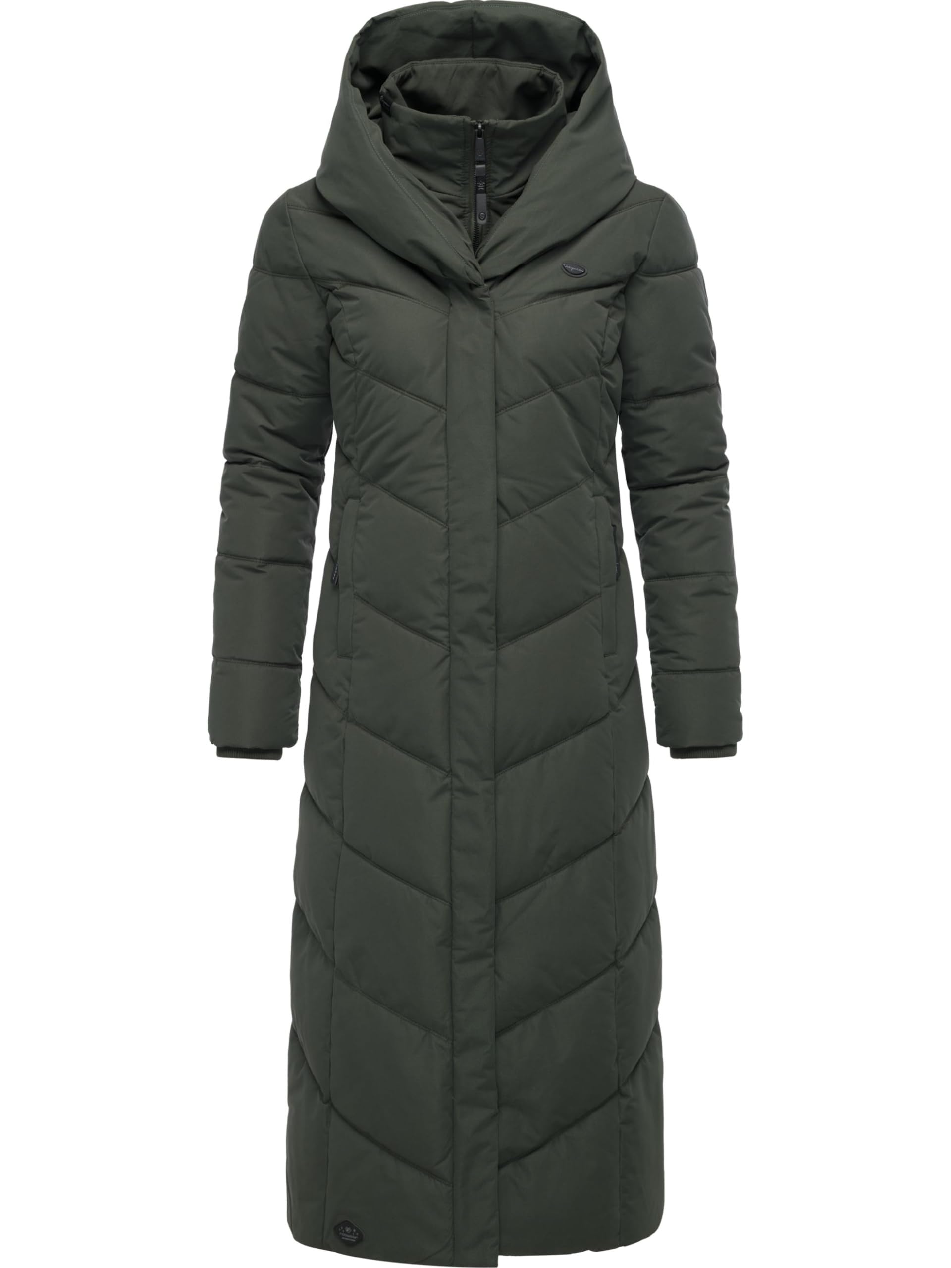 Ragwear Women's Dark Olive25 Winter Coat, Warm Quilted Coat, Extra Long, With Hood, Natalka Extralong Intl, Xs-6Xl, S