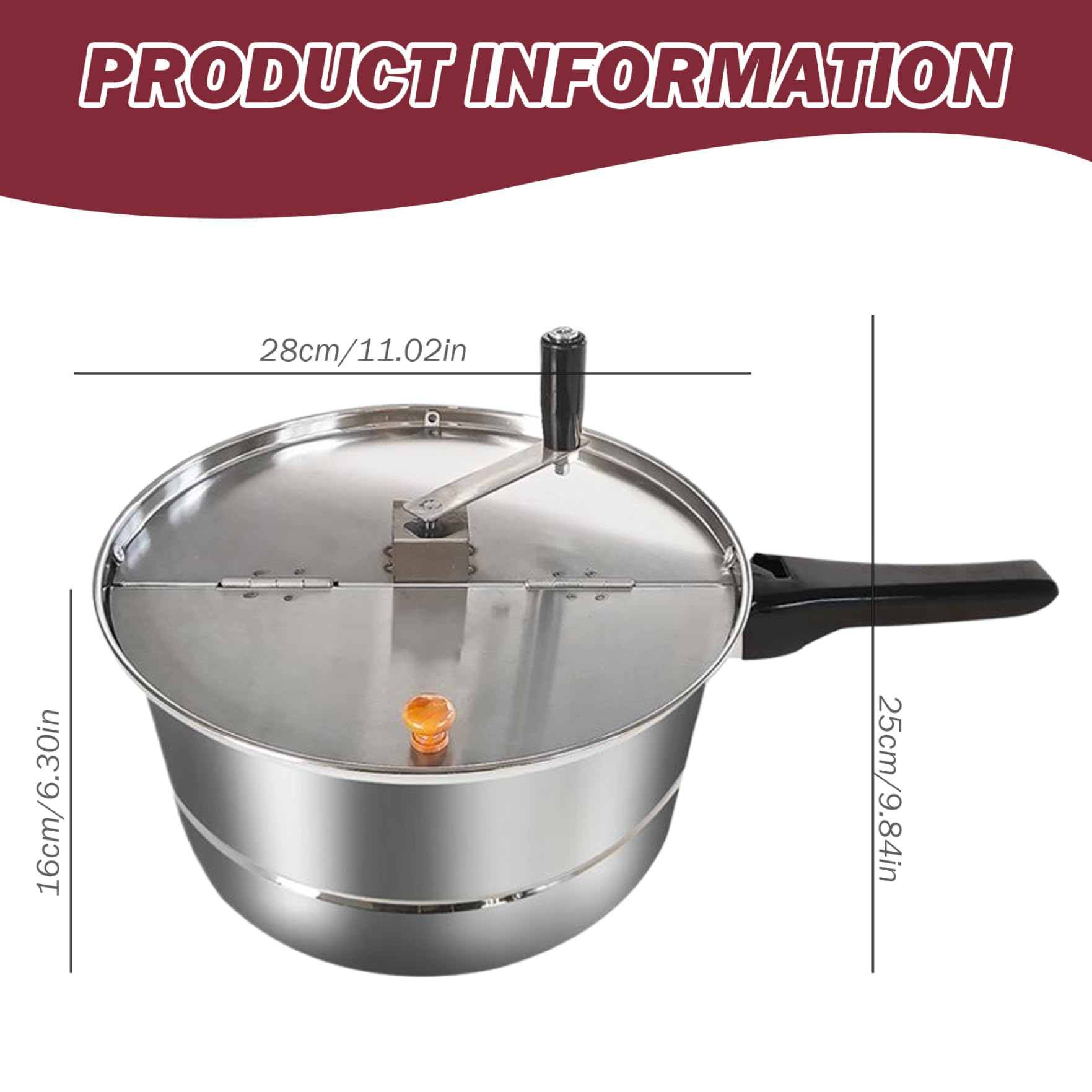Popcorn Pot Fabricante de Palomitas de Acero Inoxidable Sin