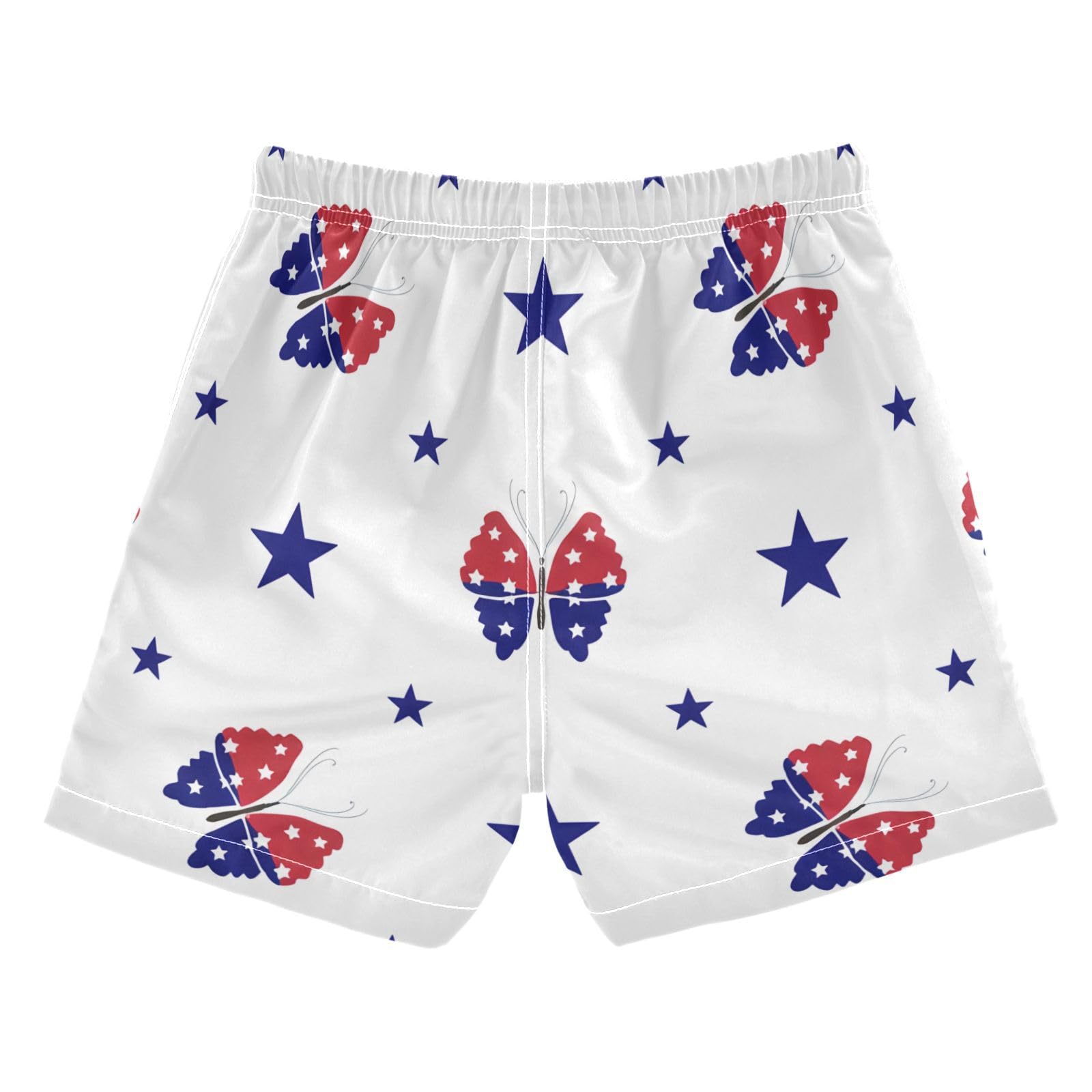 YANENDIE Boy Swim Trunks Independence Day Butterfly Summer Beach Quick Dry Swimsuit Bathing Suit, 2-8T