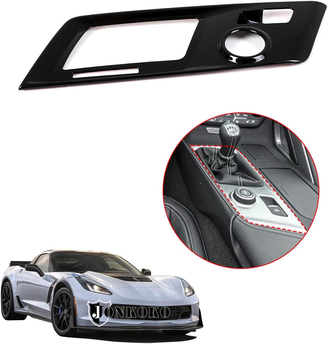 Car Interior Gear Shift Frame Trim Sticker for Chevrolet Corvette C7 2014-2019 Control Gear Shift Knob Panel Frame Cover Auto Accessories (Gloss Black)