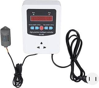 Temperature and Humidity Controller 1500W Outlet Plug Thermostat with Temperature and Humidity Sensor Mushroom Greenhouse Reptile Greenhouse Thermostat Heating Cooling (US Plug 110V)