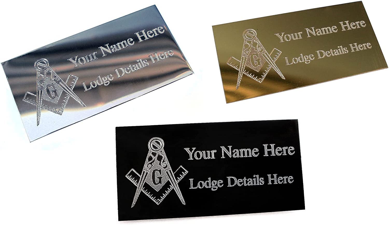 County Engraving Masonic Regalia Briefcase Name Plate Id Plaque Personalised With Name, Lodge Name & Lodge Number (Silver)