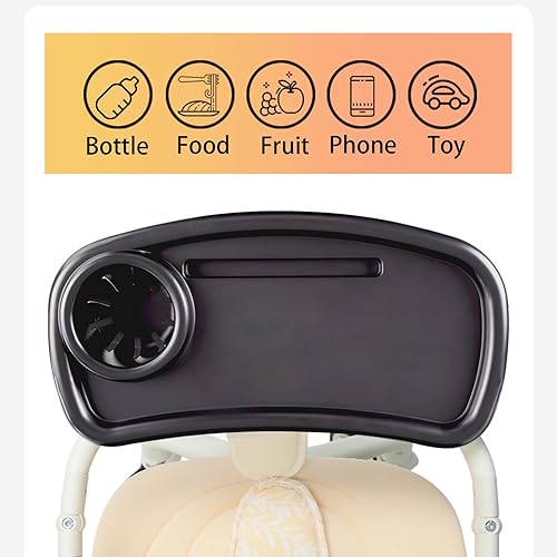 Miniatura 5 de Lvvbaby Bandeja de aperitivos para cochecito con soporte para taza y soporte para teléfono, bandeja universal 3 en 1 para refrigerios y 2 ganchos