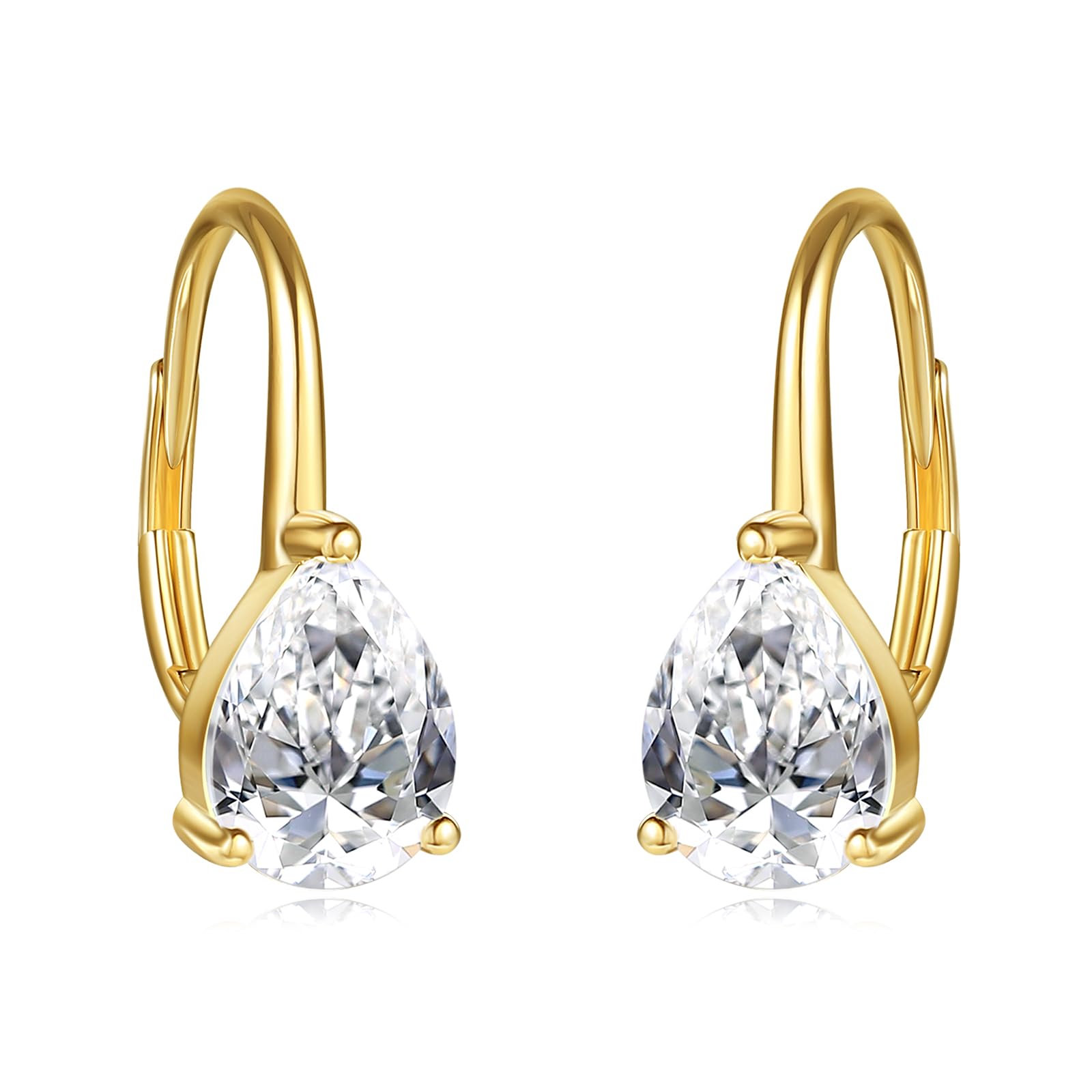 DOVRAN 14K Gold 8 6mm 1 5CT Moissanite Diamond Earrings Solid Gold Teardrop Leverback Earrings for Women Engagement