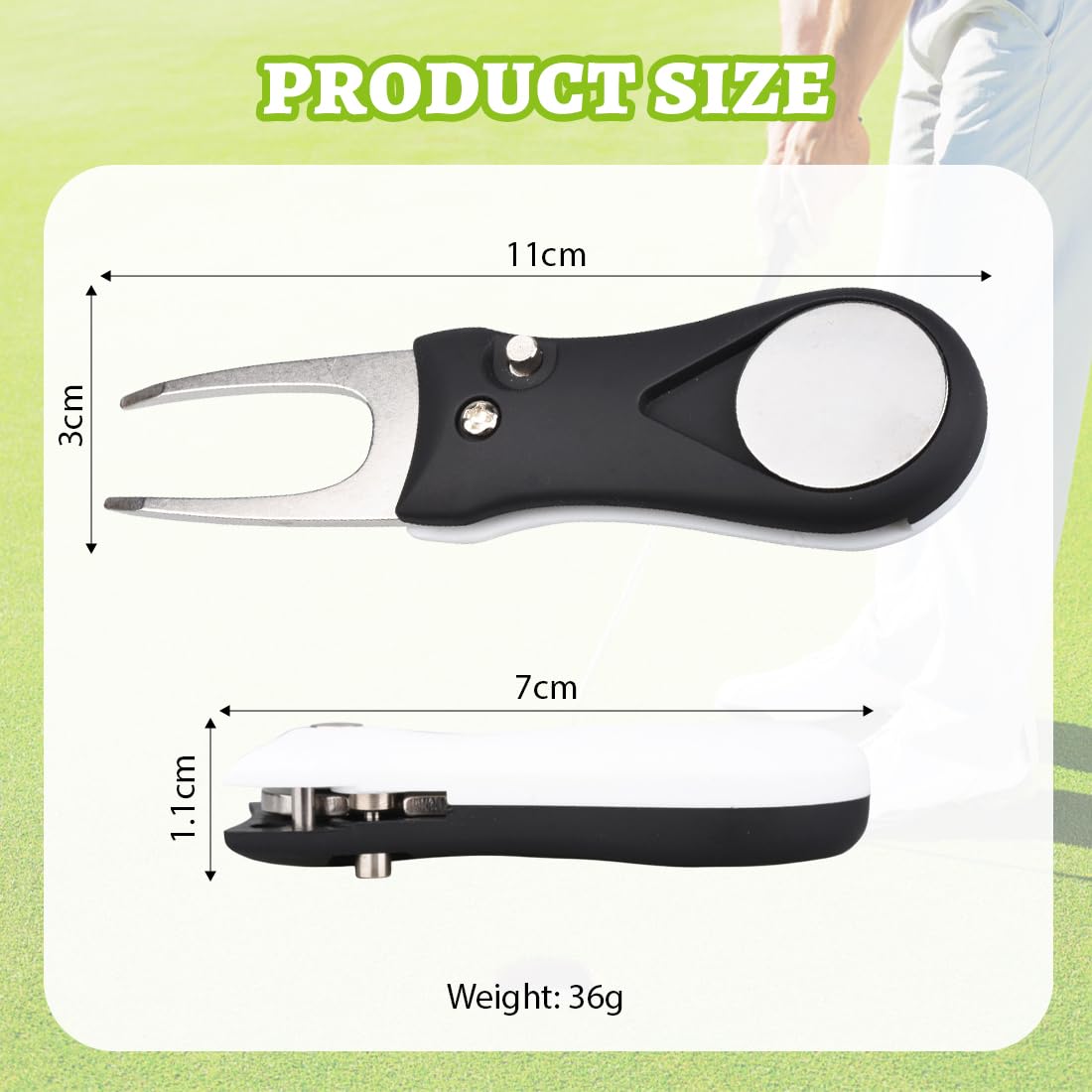Golf Reparatur Pitchgabel,Edelstahl Golf Divot Multifunktion Tool avec Pop-up-Bouton et Ball Marker, Switchblade Golf Pitchgabel Accessoire de Golf Portable pour Club Golf Sports en Plein Air