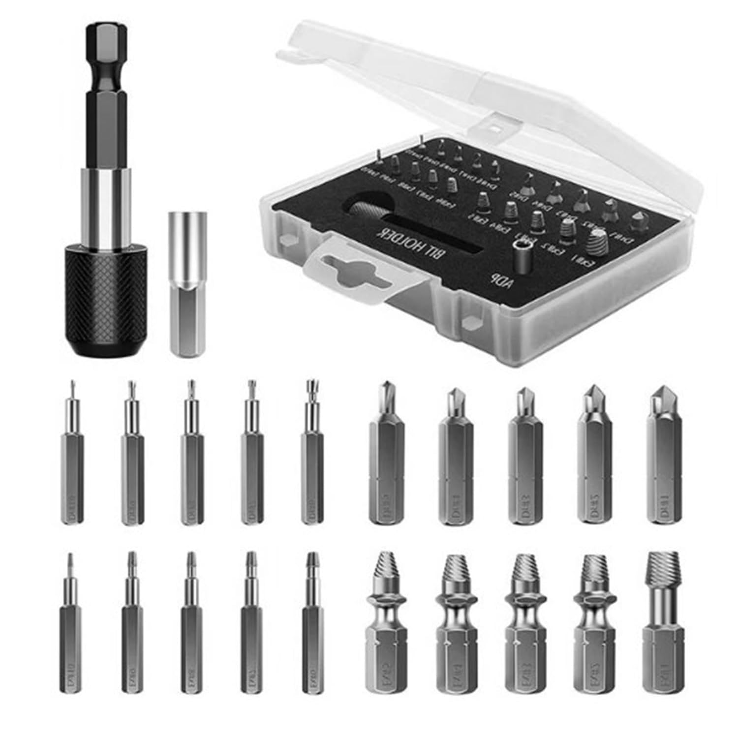 OSHIMA22Pcs Screw Extractor Set, Damaged Screw Extractor Set, New Bolt and Nut Extractor for Broken Bolt Screw Extractor Remover Tool with Socket Extension Bit, Easily Remove All-Purpose Broken Bolt