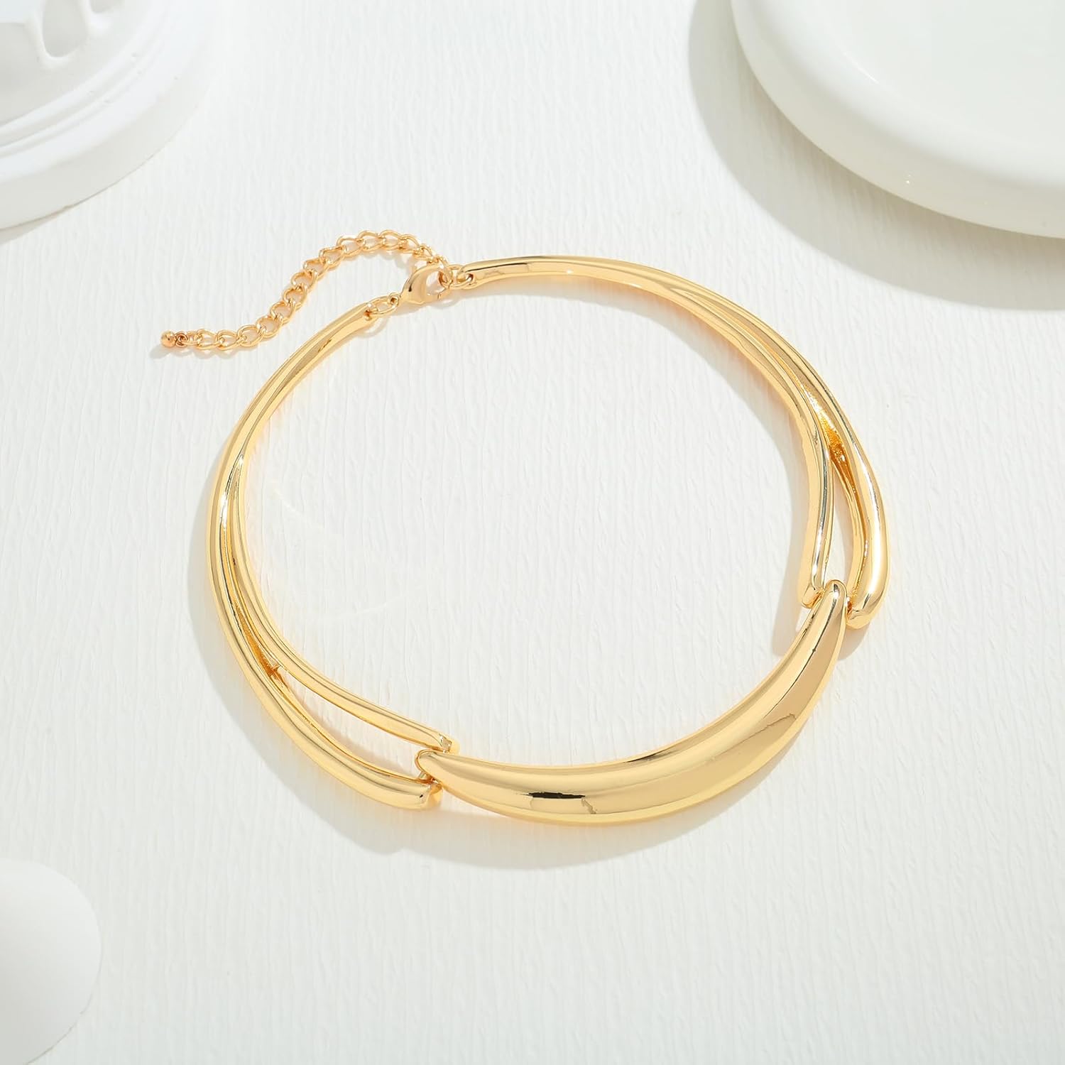 LILIE&WHITE Gold Hammer Collar Necklace Curved Bar Collar Necklaces For Women Trendy Statement Necklace Non Tarnish Fashion Jewelry Gift - Image 5