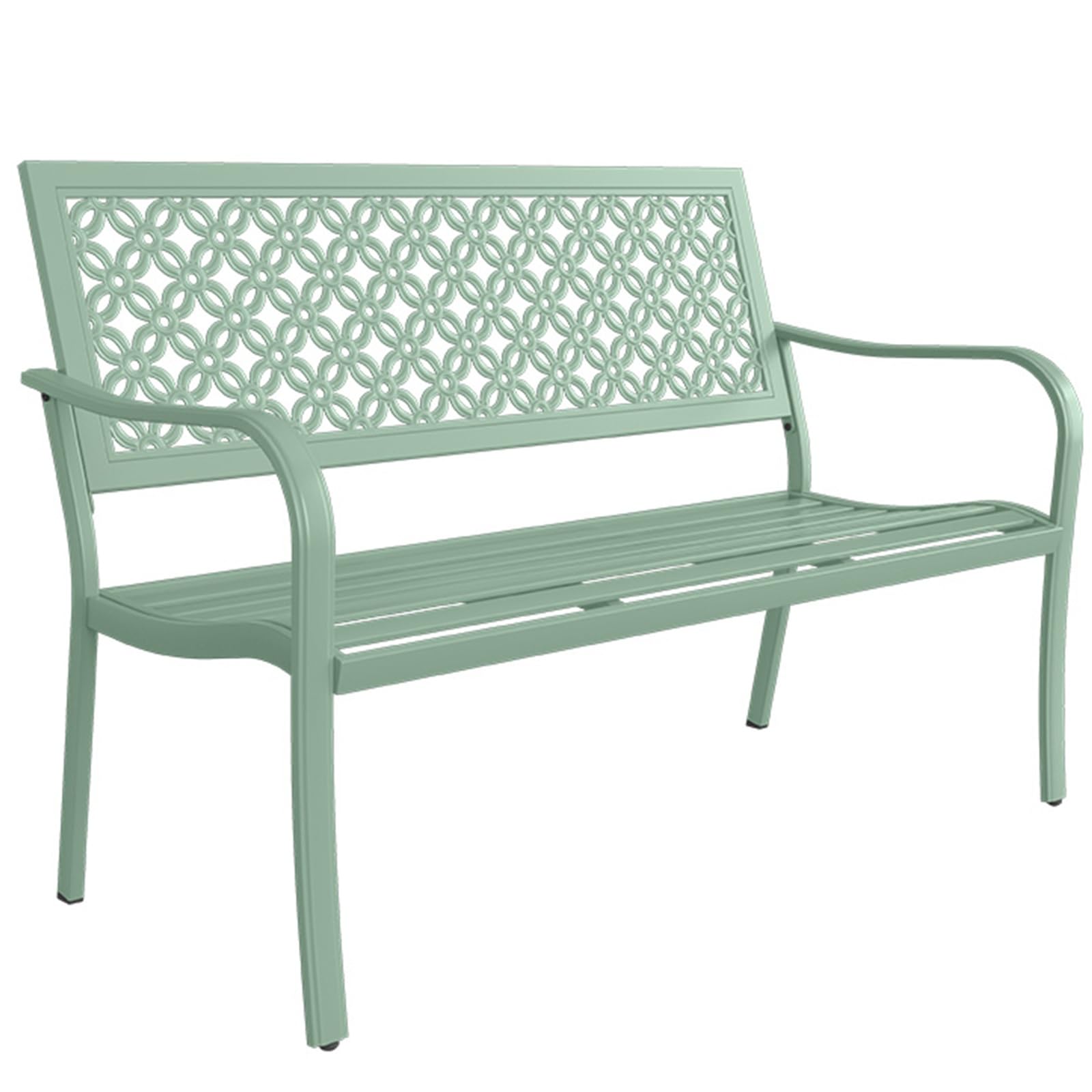 Panchina da Giardino de Metal para Exteriores, Banco para Exteriores, Asiento de Banco De Patio Tradicional con Respaldo Y Reposabrazos, Silla de Banco de Parque de Ocio Hueca(Green)