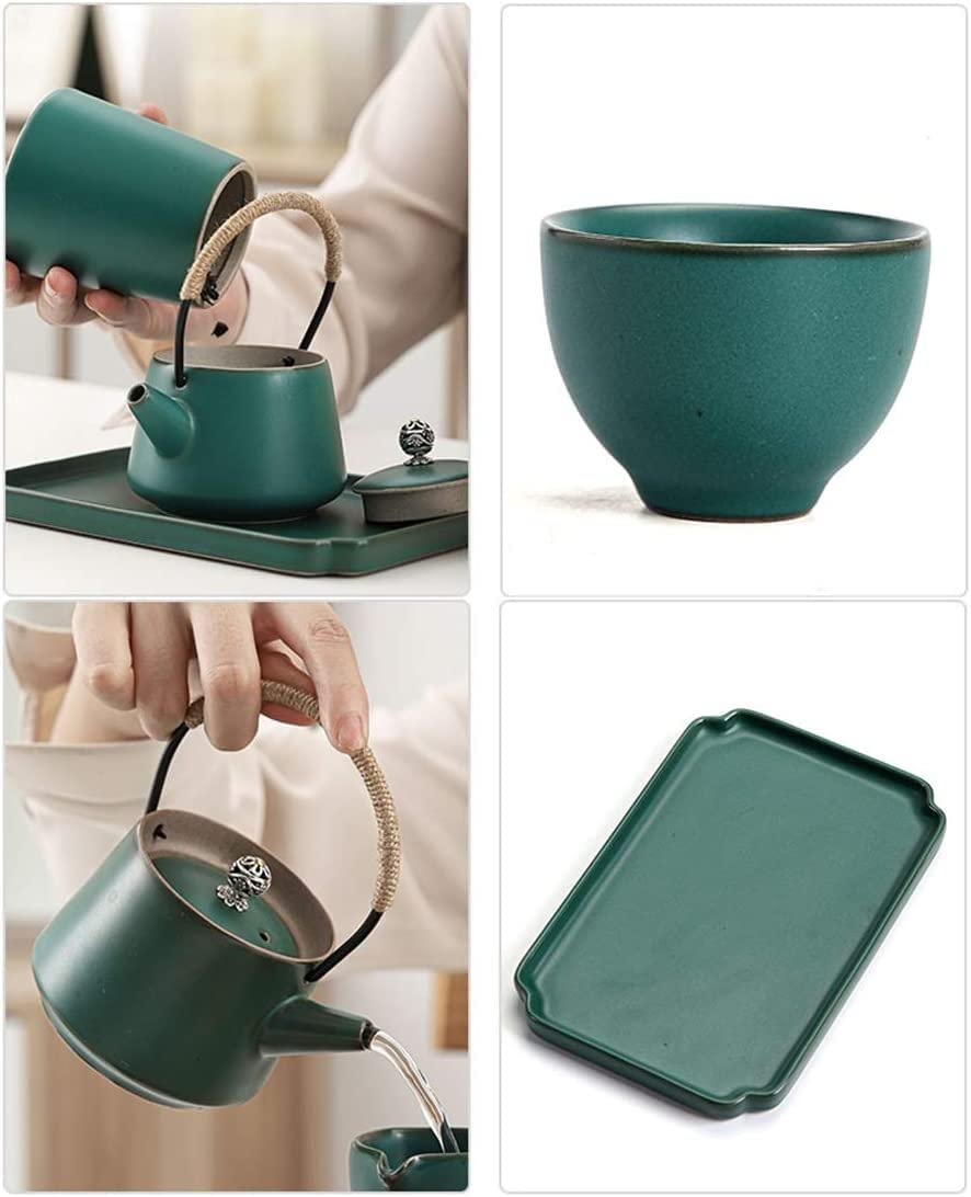Juego de Té Juego de té chino vintage tetera y 2 tazas bandeja Para Uso Diario(A)