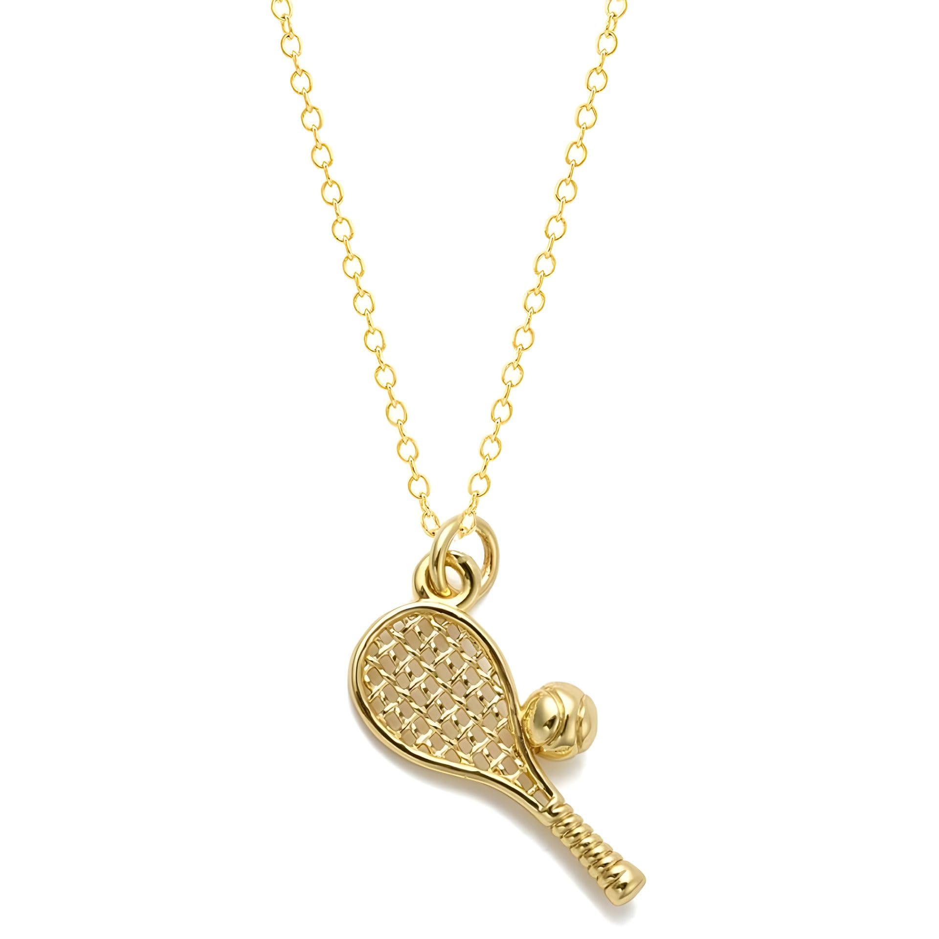 18K Real Gold Plated 'Smash Star' Small Tennis Racket & Ball Pendant Necklace With Chain For Women And Girls | Sports Lover Jewellery Gift (NK1462) 1 Pc-image-41