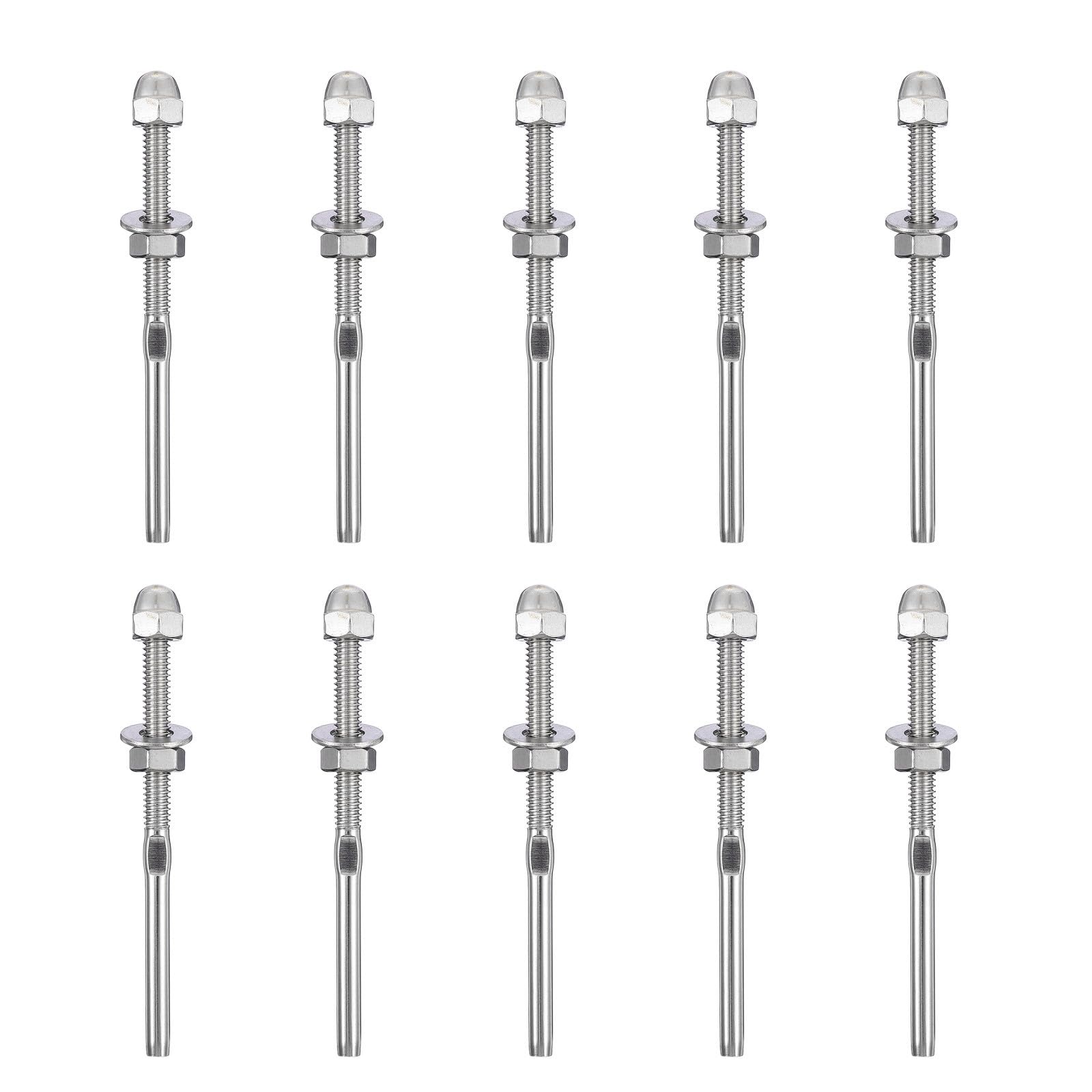Tensor de cable de acero inoxidable (10 uds) para barandillas exteriores DIY 8