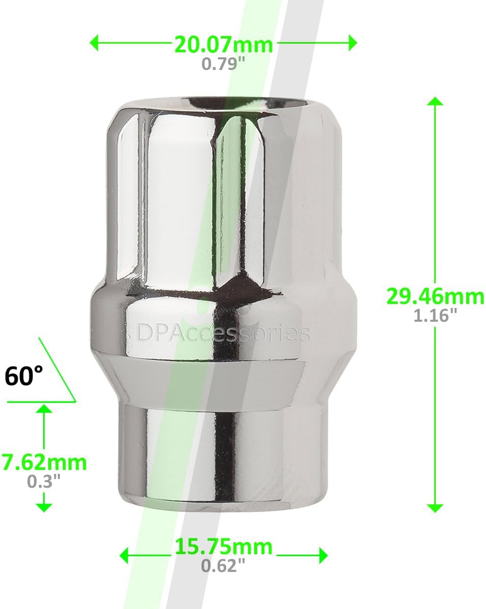 DPAccessories 20 Chrome 12x1.25 Open End ET Spline Tuner Lug Nuts for Aftermarket Wheels LOE2L5HCSCH04020