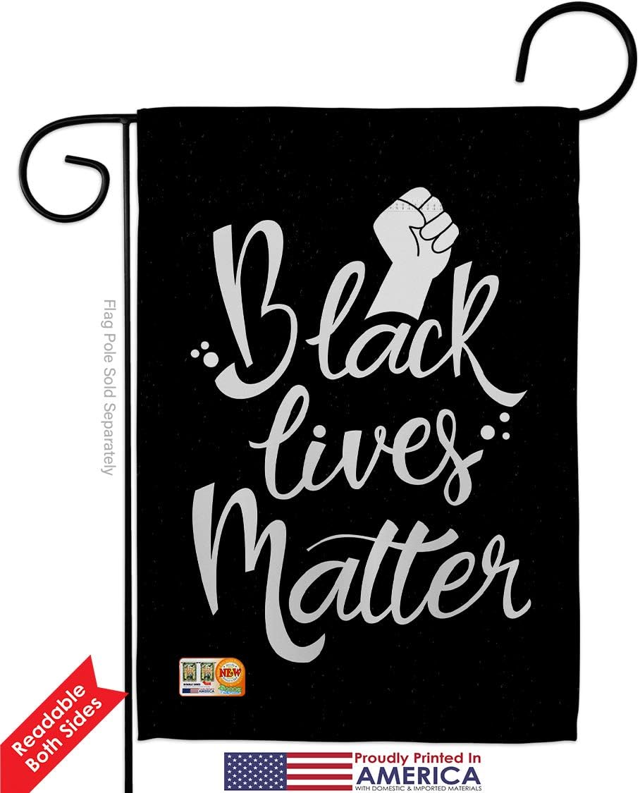 Black Lives Matter BLM Solidarity Garden Flag 2pcs Pack Support Cause Anti Racism Revolution Movement Equality Social House Decoration Banner Small Yard Gift Double-Sided, 13"x 18.5", Thick Fabric