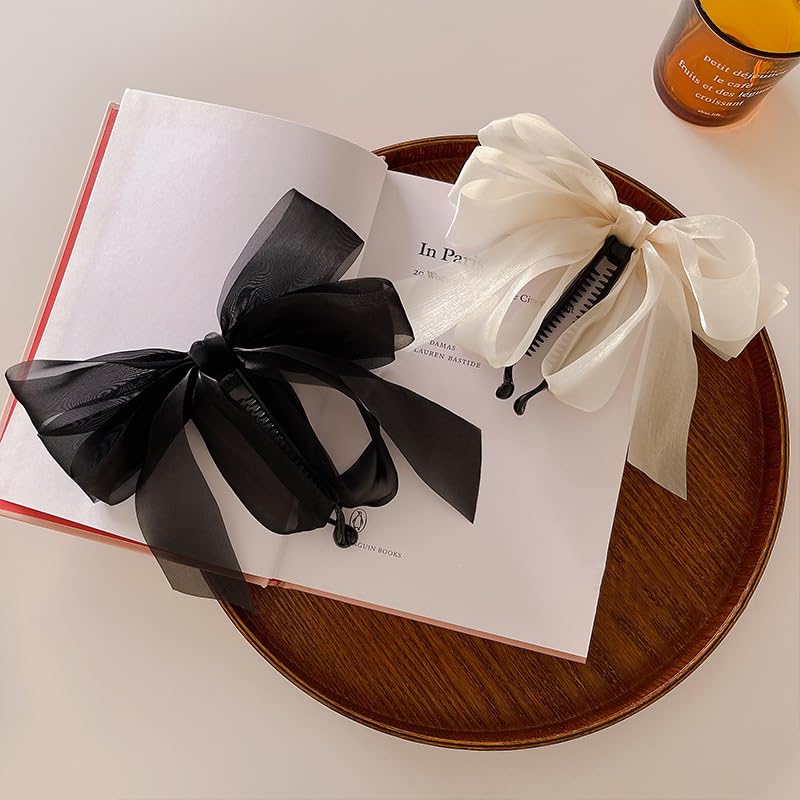 Set de 2 pinzas para cabello con diseño de lazo miniatura 7