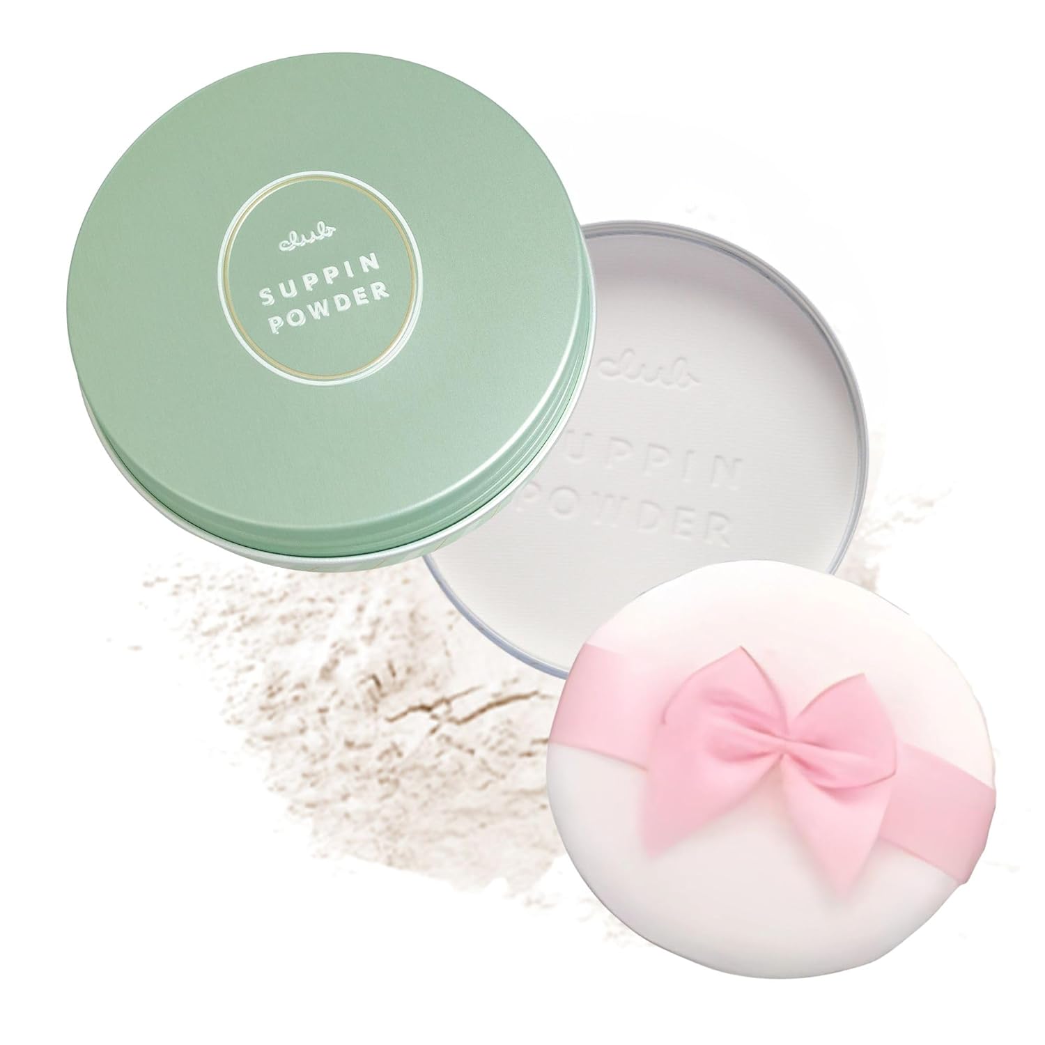 Club Suppin Matte Setting Powder Foundation + Overnight Skincare, Loose Setting Powder Makeup for Women & Men by Amino Acids, Shea Butter& Aloe Extract, 24H Long-Lasting Finish from Japan, CLEAR