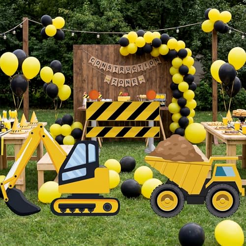 Image of 3 Pcs Construction Stand Party Decorations Set with Sturdy Bases Big Yard Sign for Construction Themed Birthday Party Baby Shower Backdrop Photo Booth Props Indoor Outdoor