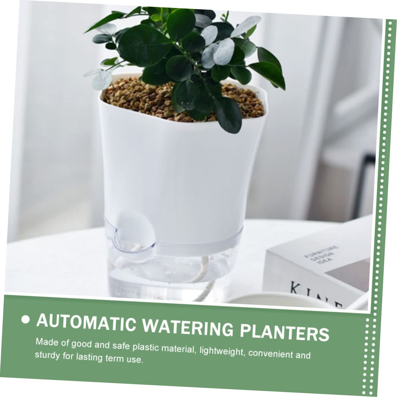 ibasenice 2 Pièces Pot de Fleurs Auto Arrosant Transparent Plastique Pot Plantes Intérieur Décoration Moderne pour Maison et Bureau Maintien de Humidité Sol
