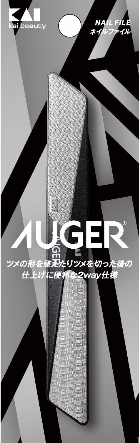 Kai Corporation AUGER Nail Clippers, M Size, Stainless Steel, Men's, Hands, Feet, 1 Piece 1 + 1 Tweezers, Angled Eyebrows, Eyebrows, Eyebrows, Eyebrows, Tweezers, Tweezers, Men's, Nail File, Men's, Nail Care, Double-Sided Type, Maintenance, Stainless Steel, Black
