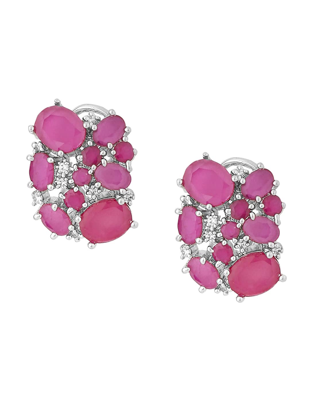Yellow Chimes Earrings For Women Silver Toned Oval Pink Crystal Studded Clip On Elegant Stud Earrings For Women and Girls (B0B7BP3Q6P) Amazon Price History, Amazon Price Tracker