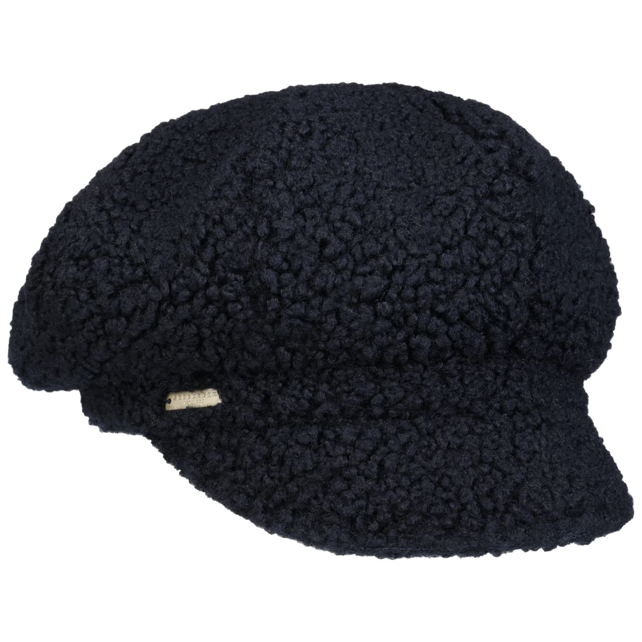 Seeberger Teddy Fur Newsboy Cap Women - Winter Women´s Baker boy hat with Peak, Lining Autumn-Winter - One Size Navy