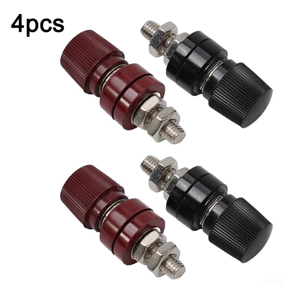 4 connettori maschio a vite 8 mm terminali in ottone isolati per batteria rosso + nero
