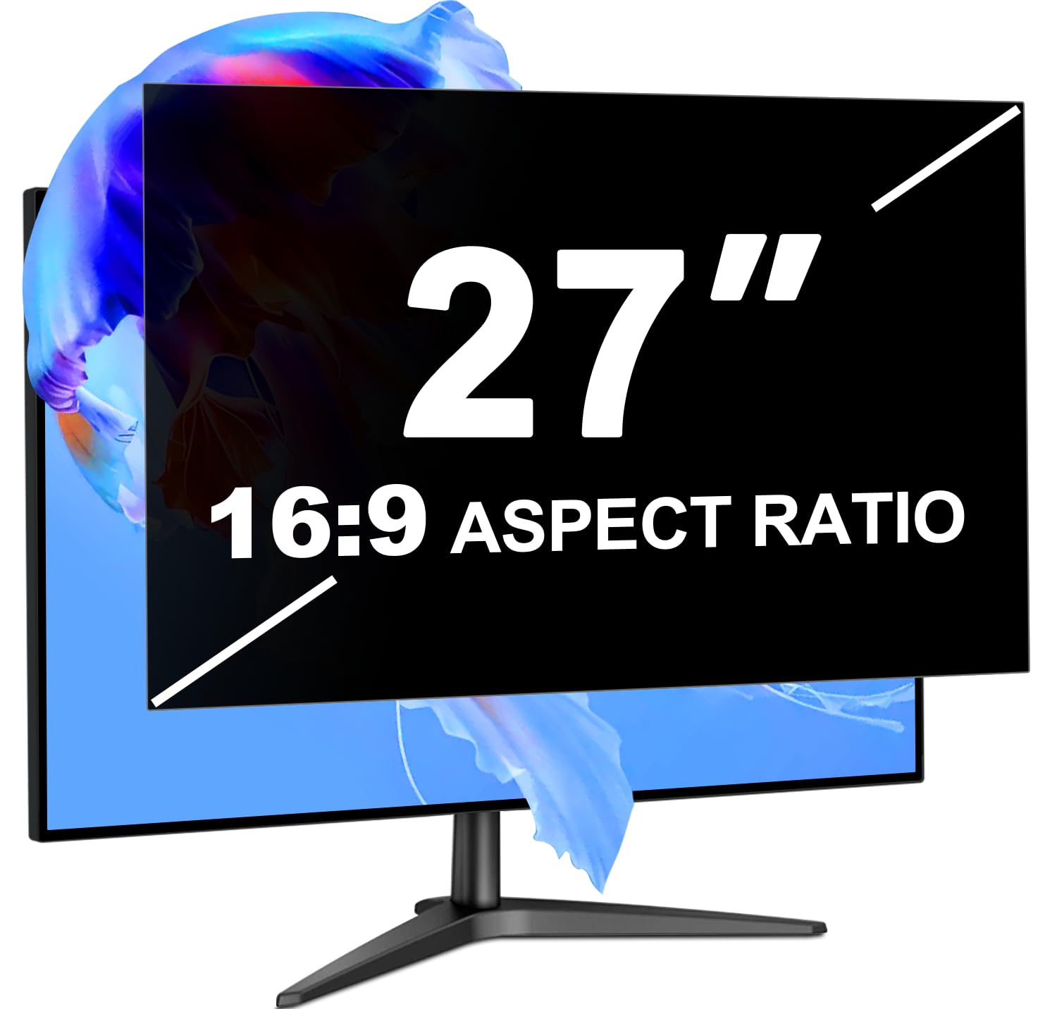 Filtro privacy per monitor del computer da 27 pollici per proporzioni 16:9, protezione degli occhi anti riflesso della luce blu, oscurante rimovibile anti spia desktop protezione filtro