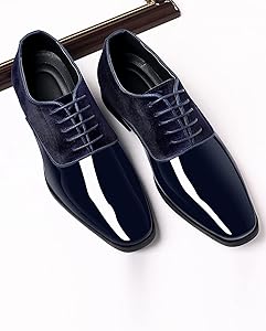 Stringate derby eleganti Blu Navy effetto vernice da uomo Riflessi Urbani